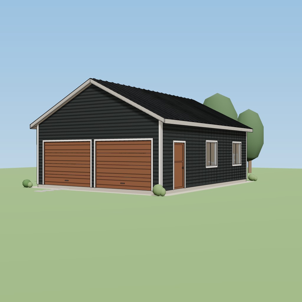 24x32 Two-Bay Gable Workshop Garage