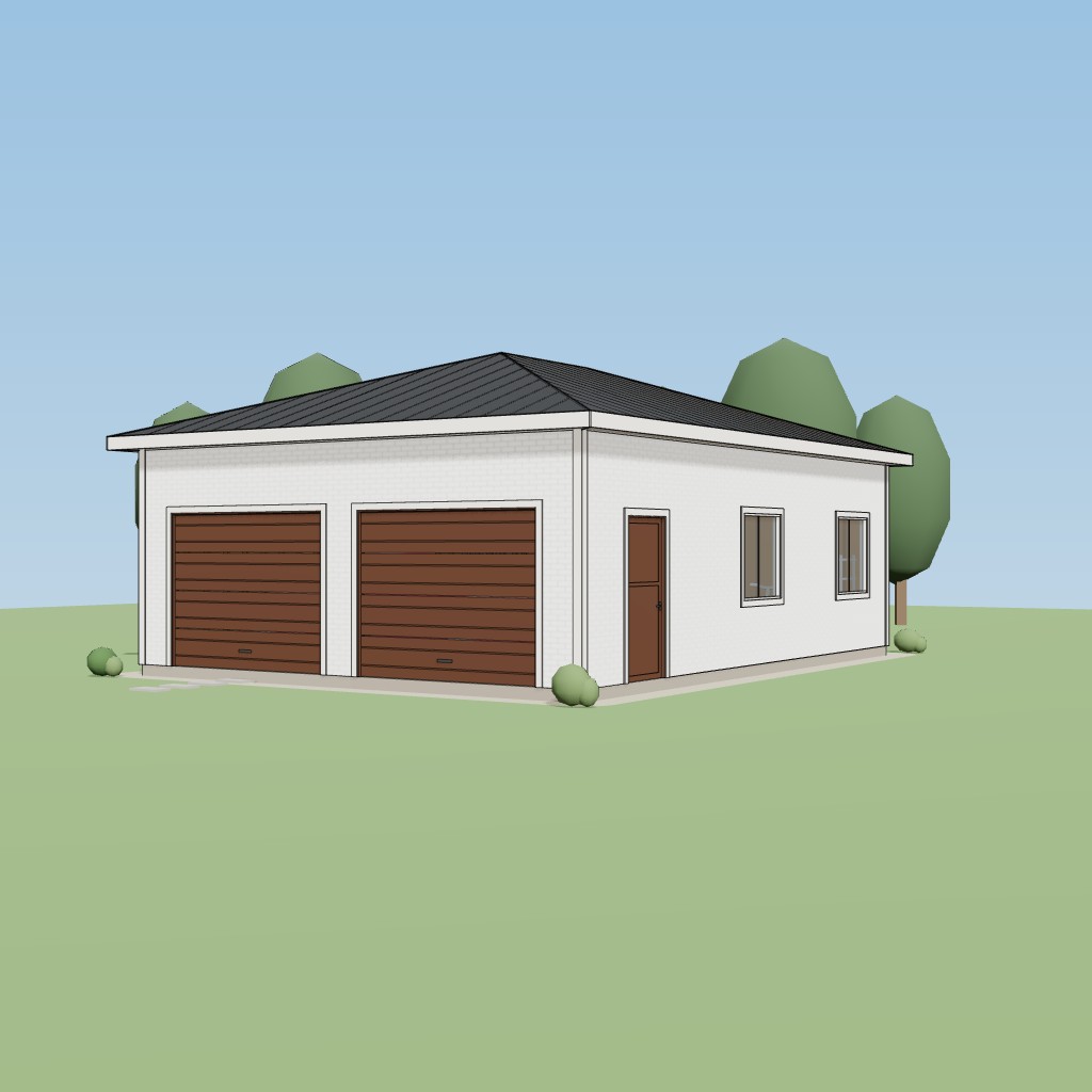 24x32 Two-Bay Hip-Roof Garage