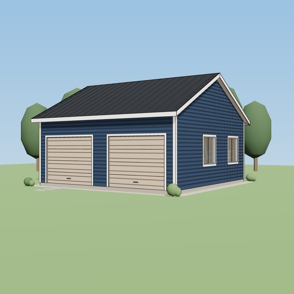 24x24 Two-Bay Gable Garage