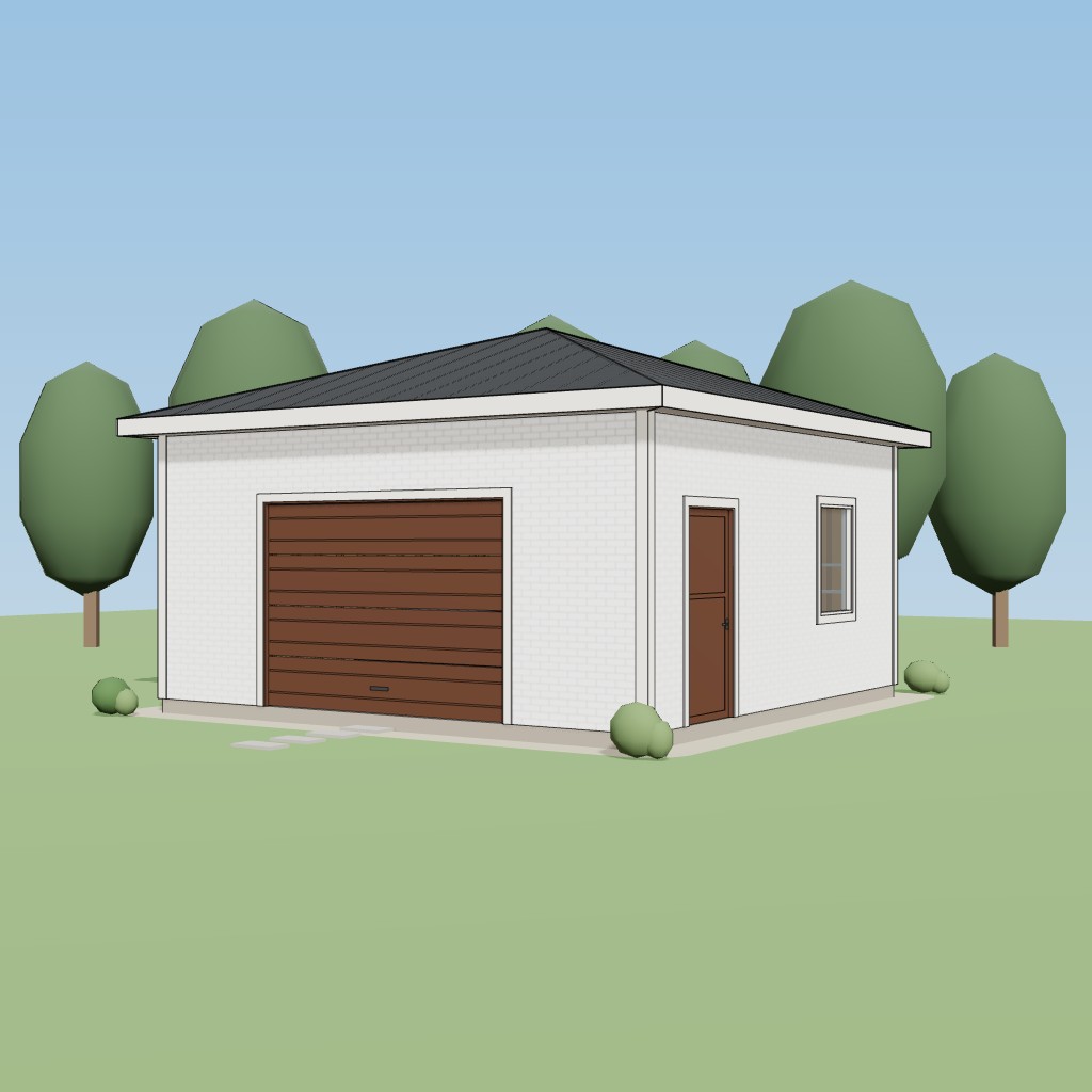 20x20 Single-Bay Hip-Roof Garage
