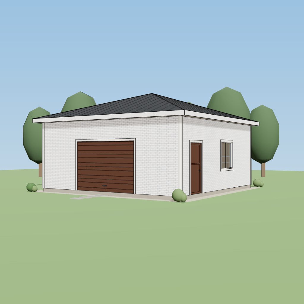 24x24 Single-Bay Hip-Roof Workshop Garage
