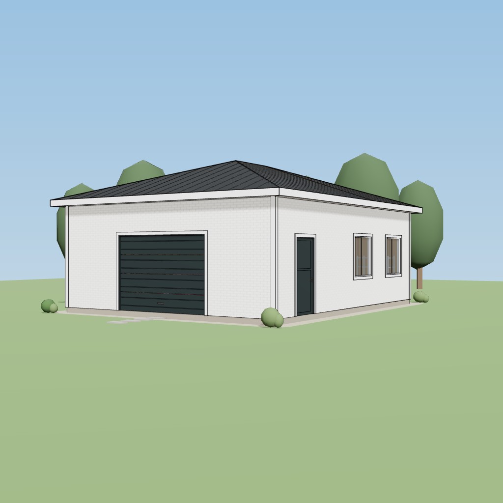 24x30 Single-Bay Hip-Roof Workshop Garage