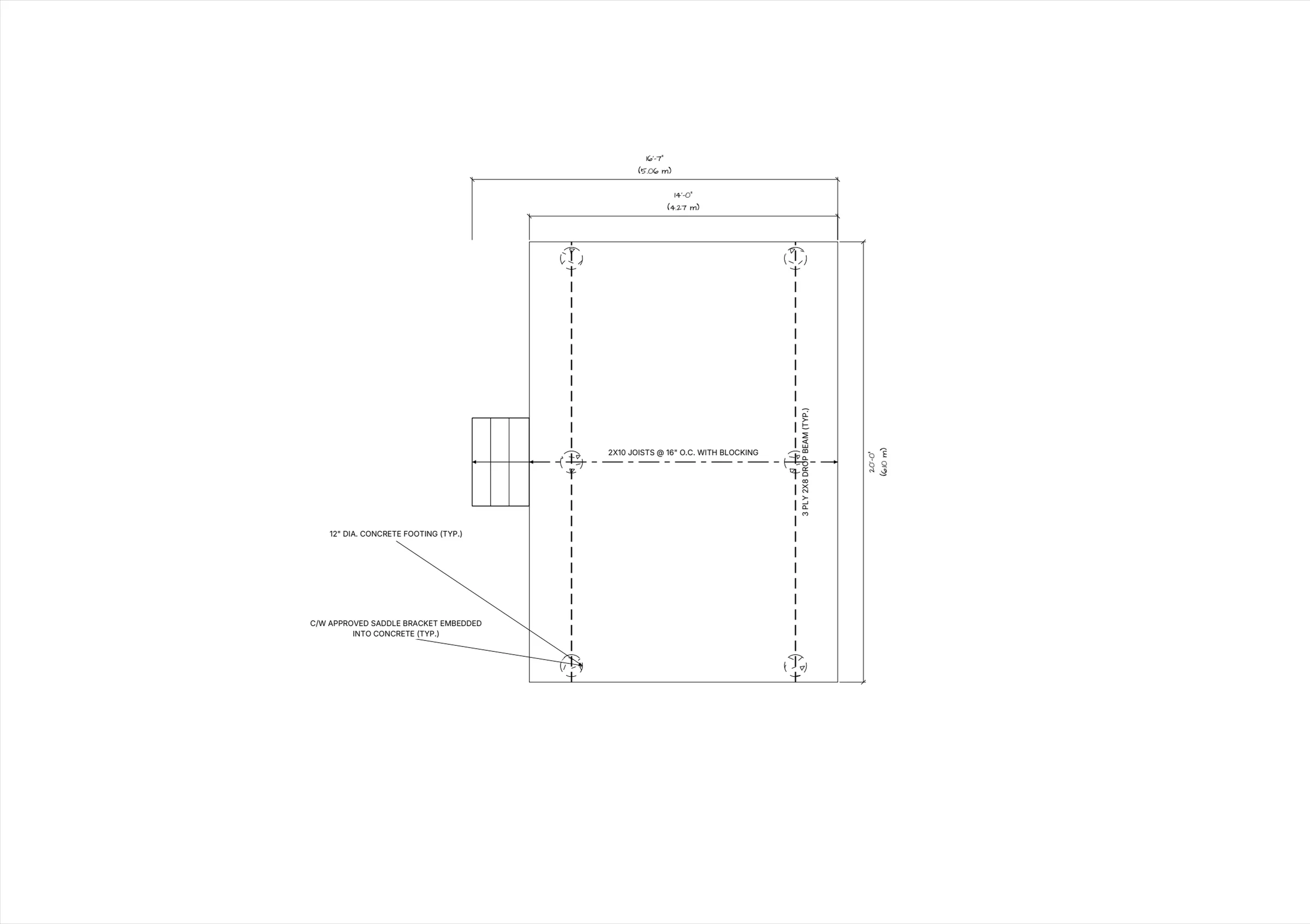 20x14 Spacious Ground-Level Deck floor plan preview