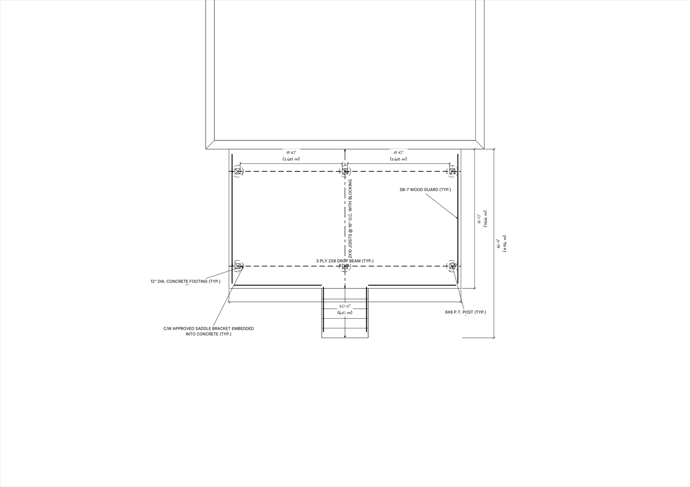 20x12 Spacious Raised Deck floor plan preview
