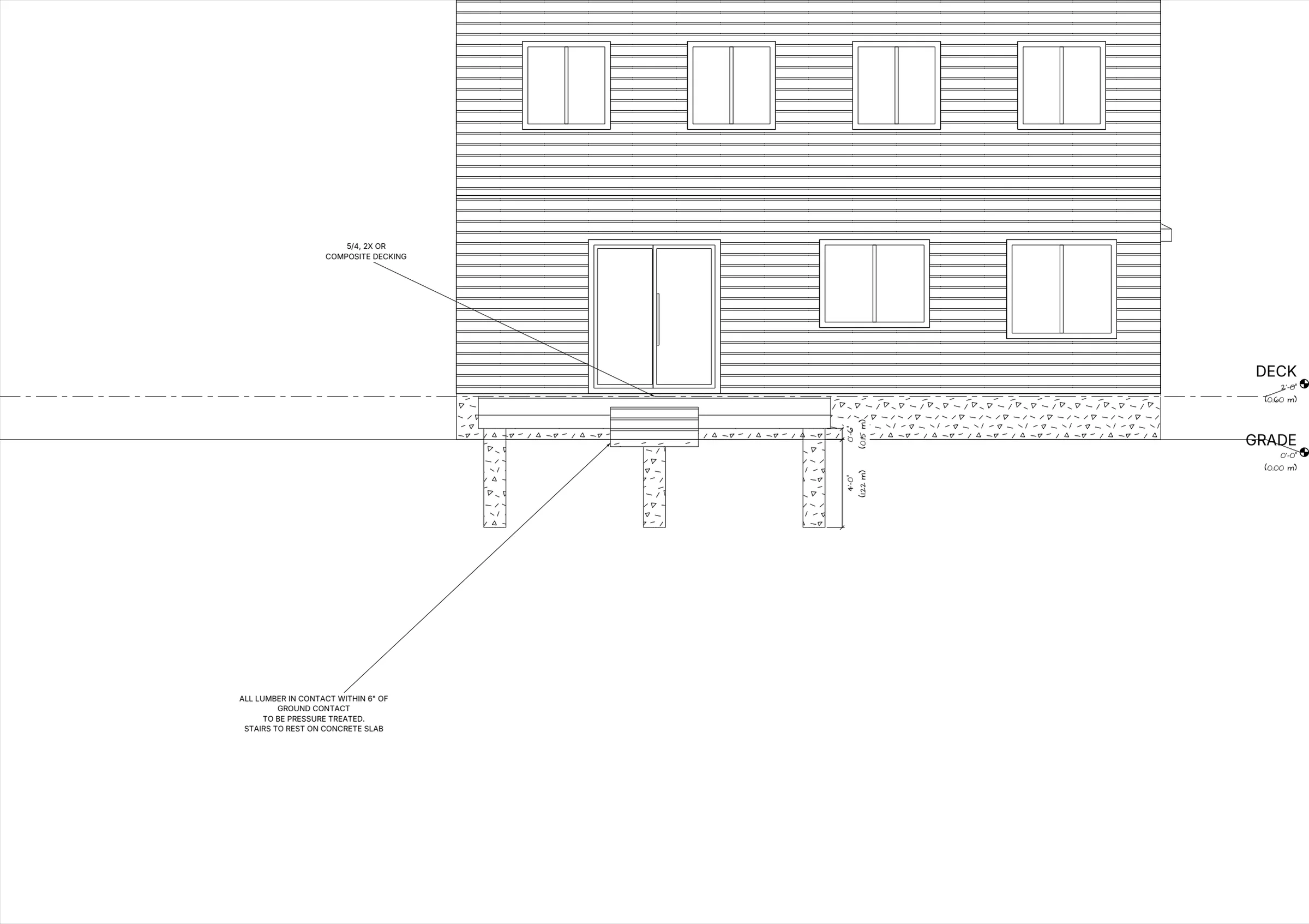 16x16 Spacious Ground-Level Deck elevations preview