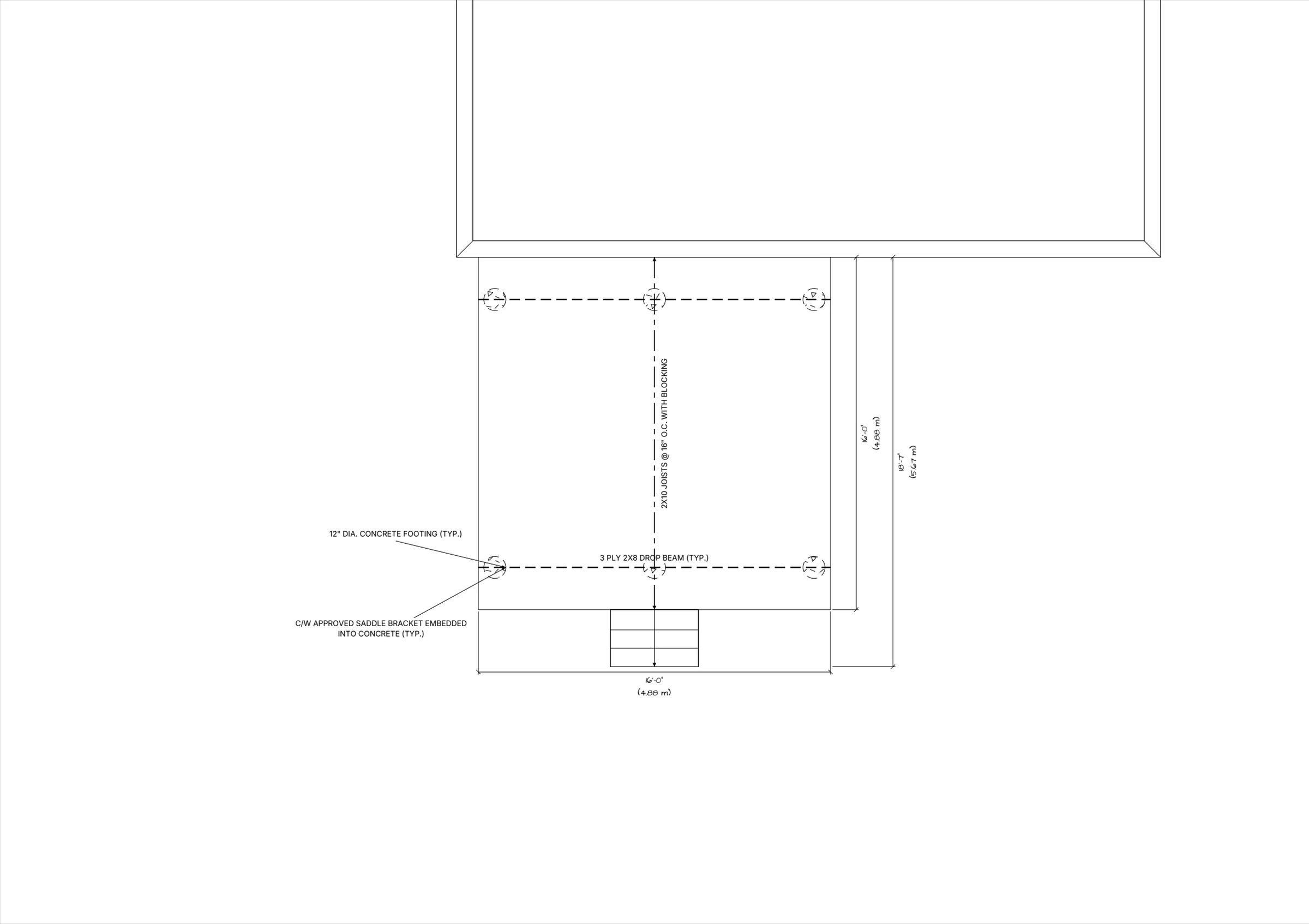 16x16 Spacious Ground-Level Deck floor plan preview