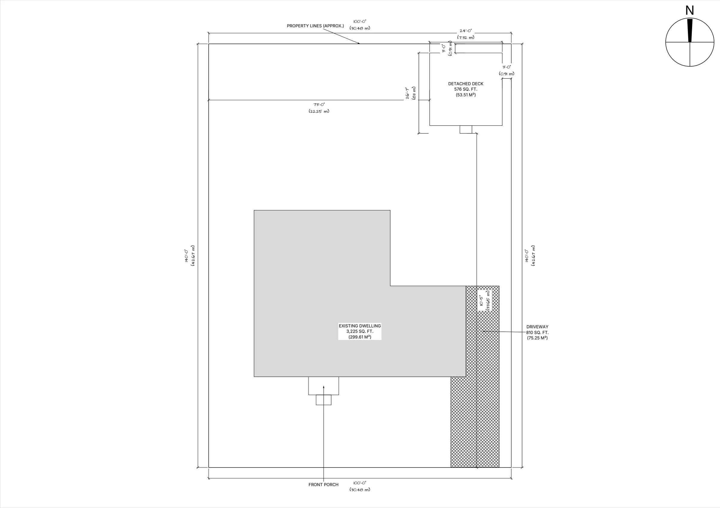 24x24 Spacious Ground-Level Deck site plan preview