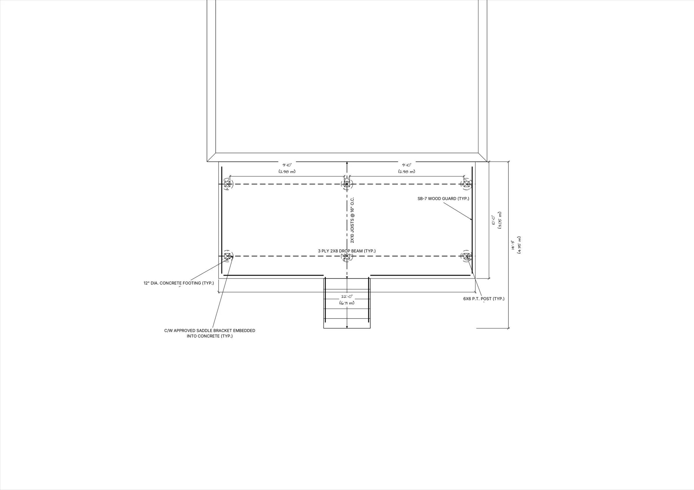 22x10 Medium Raised Deck floor plan preview