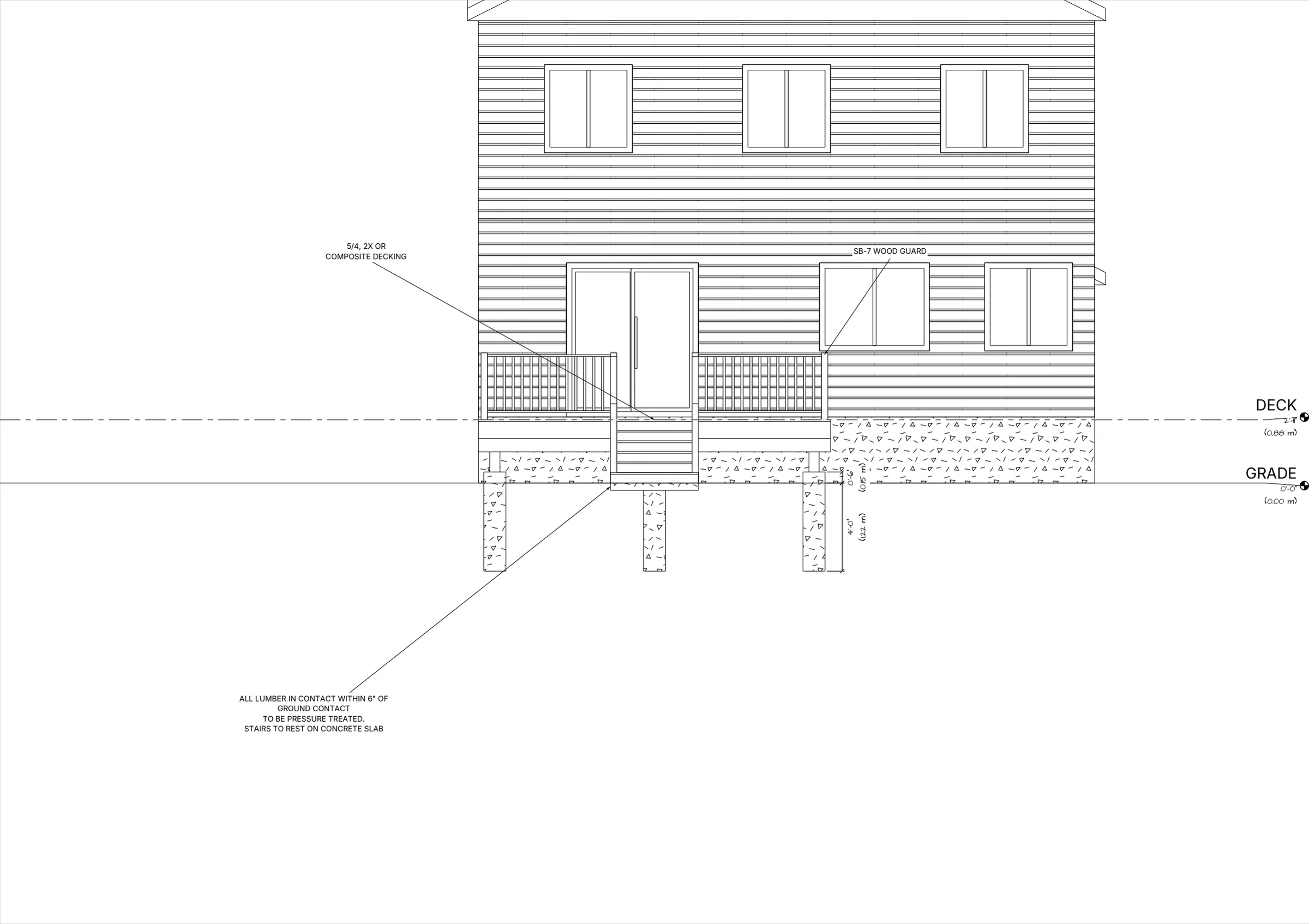 16x10 Medium Raised Deck elevations preview