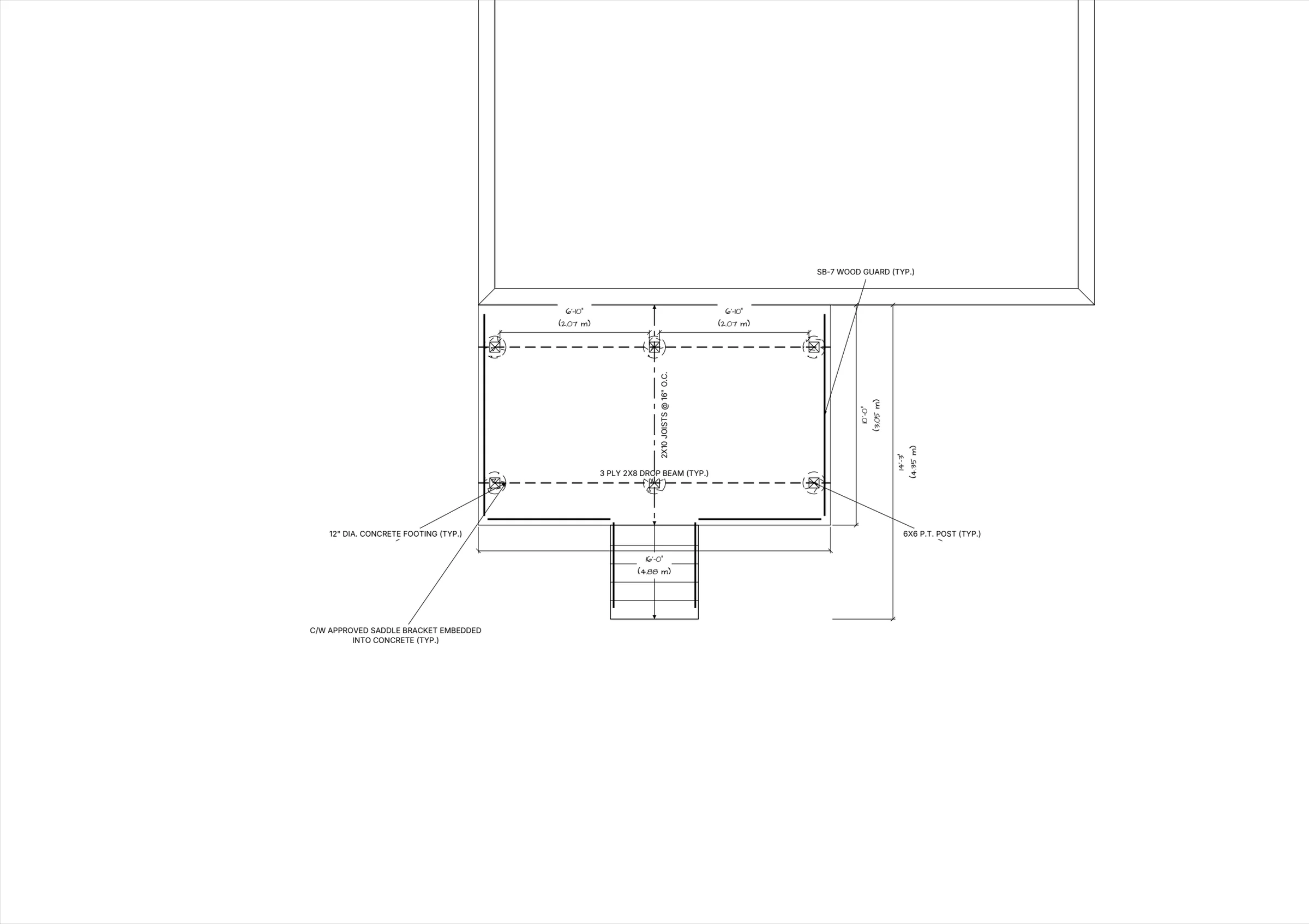 16x10 Medium Raised Deck floor plan preview