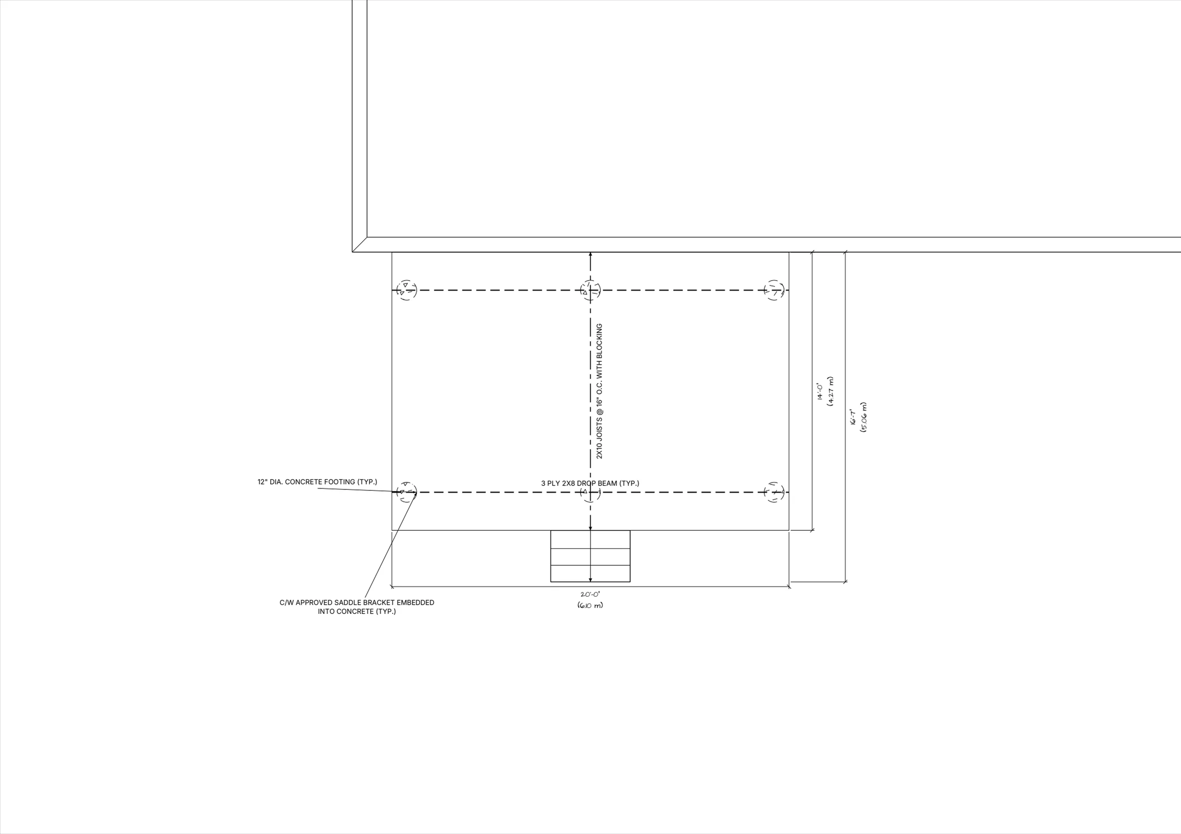 20x14 Spacious Ground-Level Deck floor plan preview