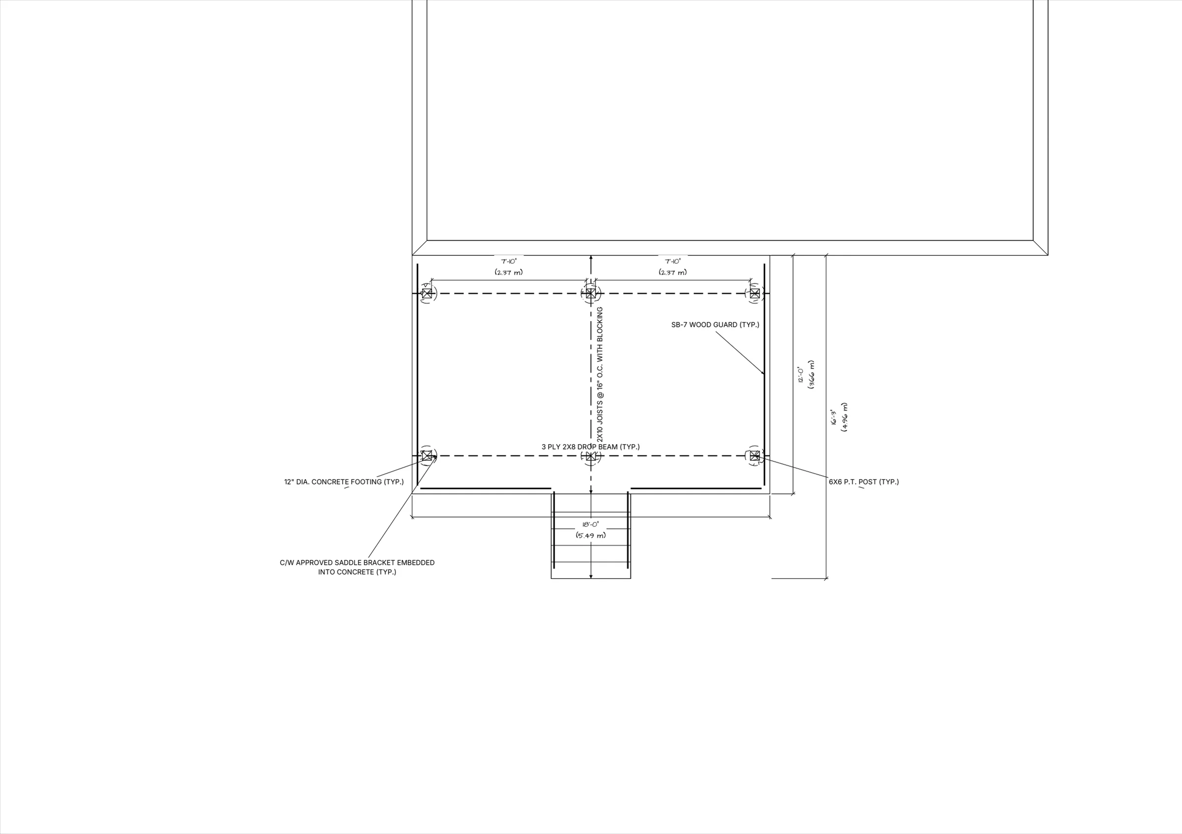 18x12 Medium Raised Deck floor plan preview