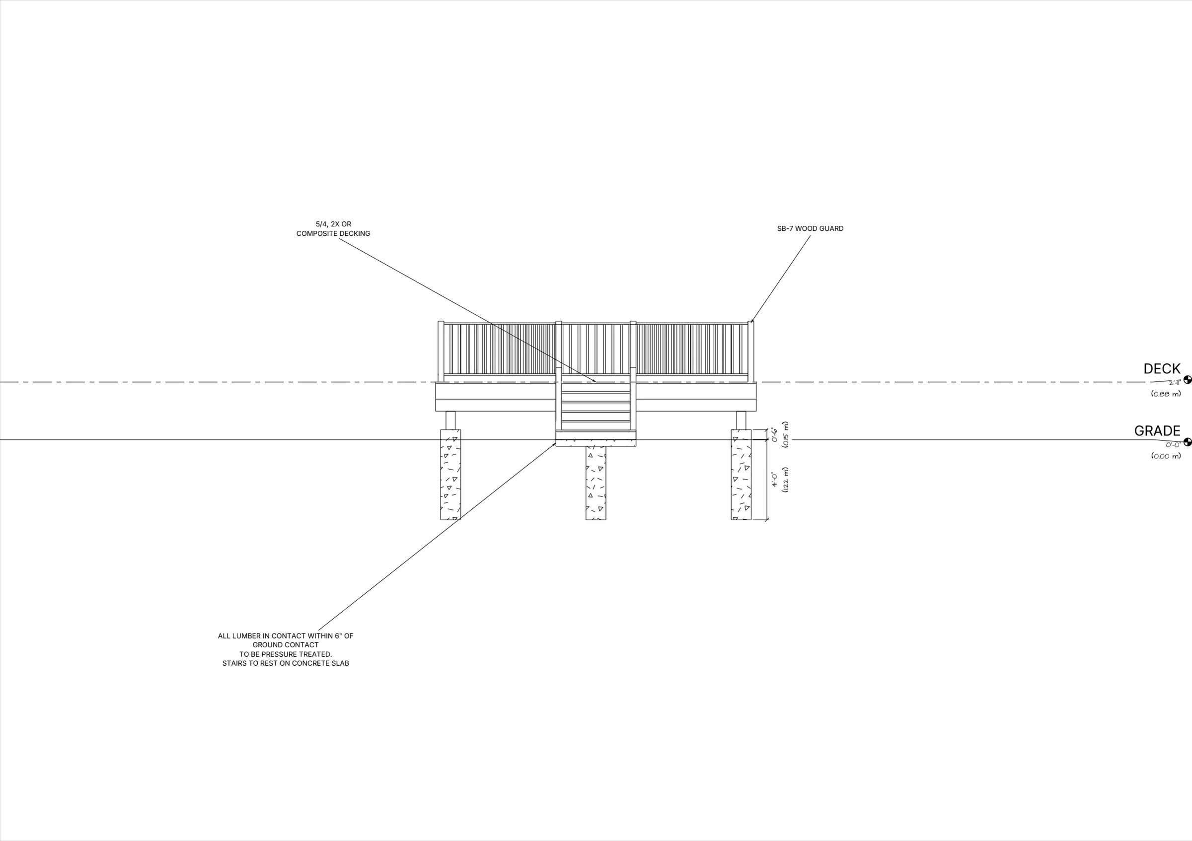 16x16 Spacious Raised Deck elevations preview