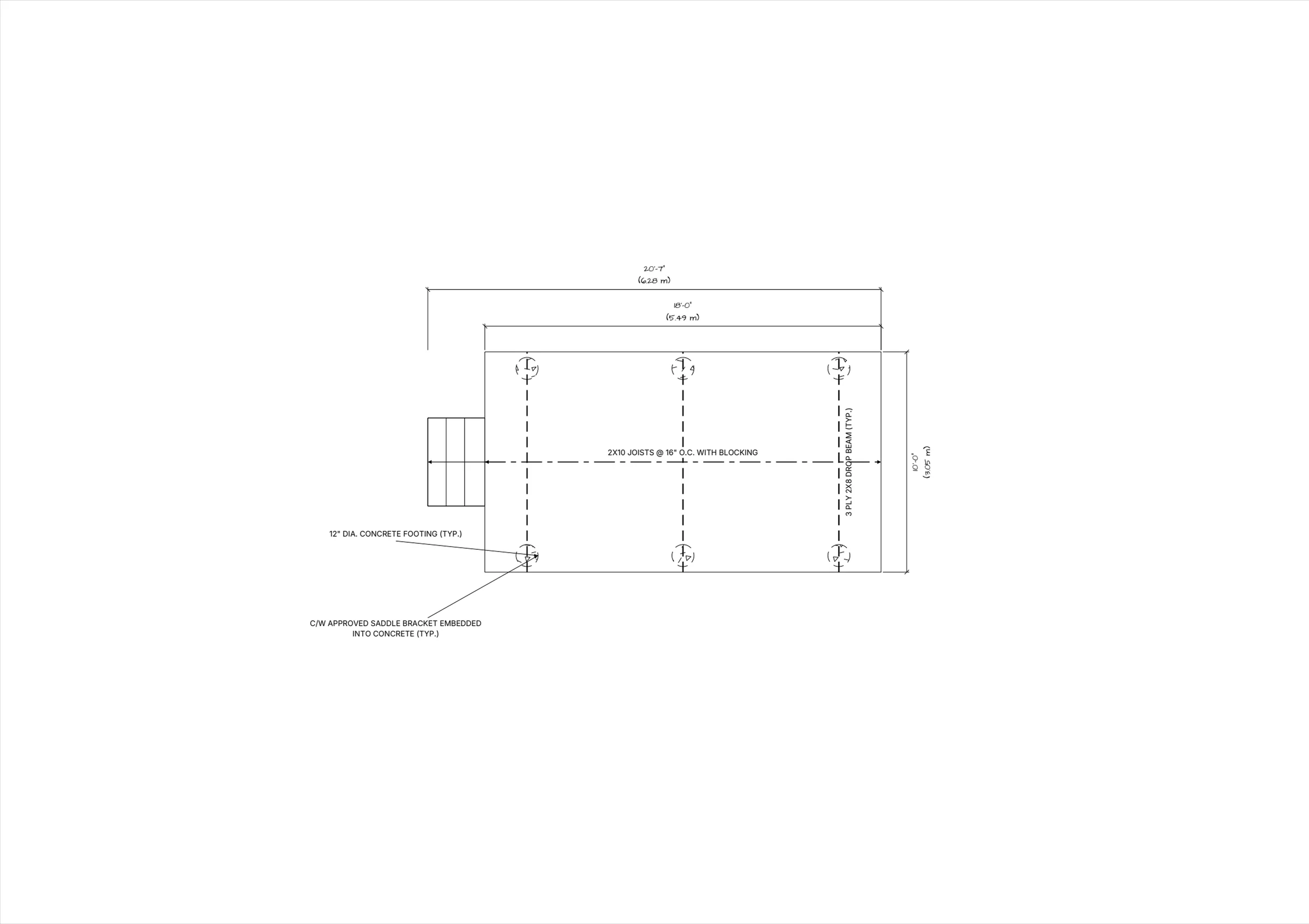 10x18 Medium Ground-Level Deck floor plan preview
