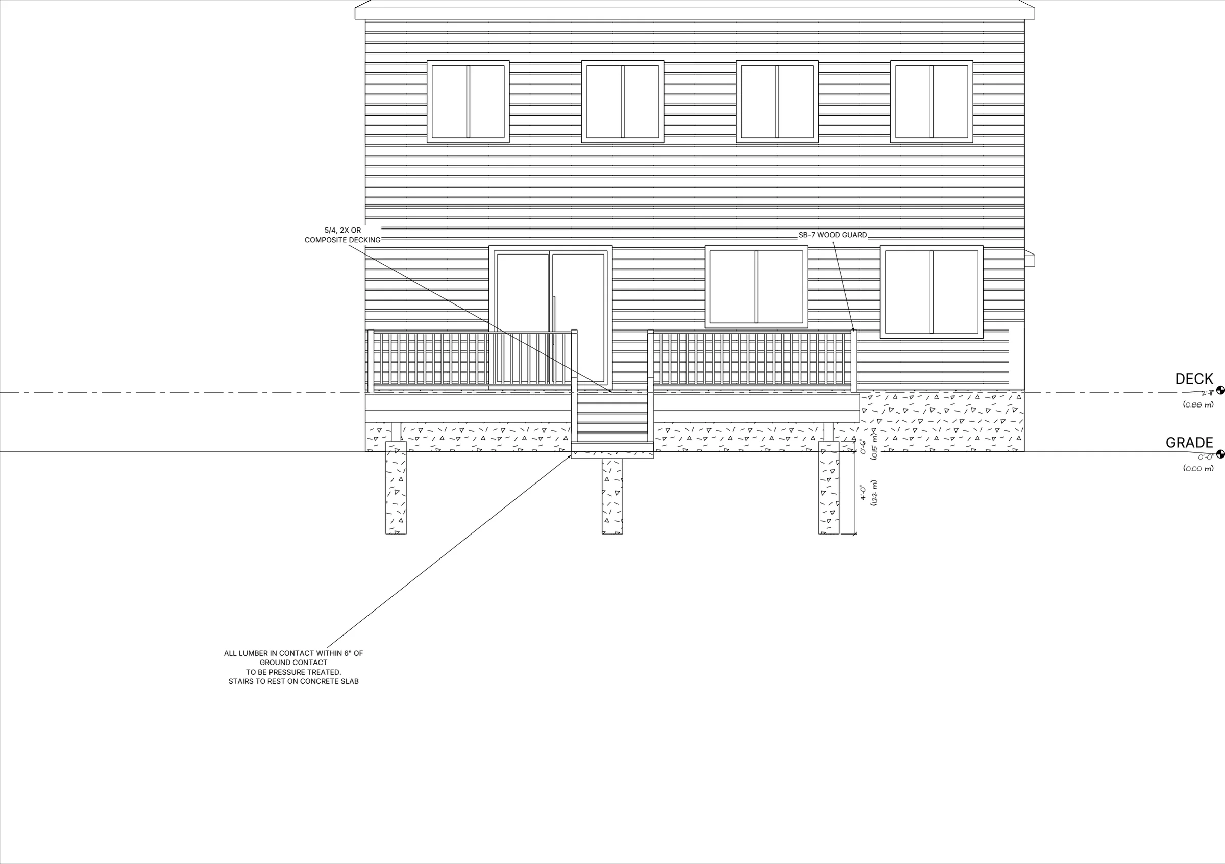 18x24 Spacious Raised Deck elevations preview