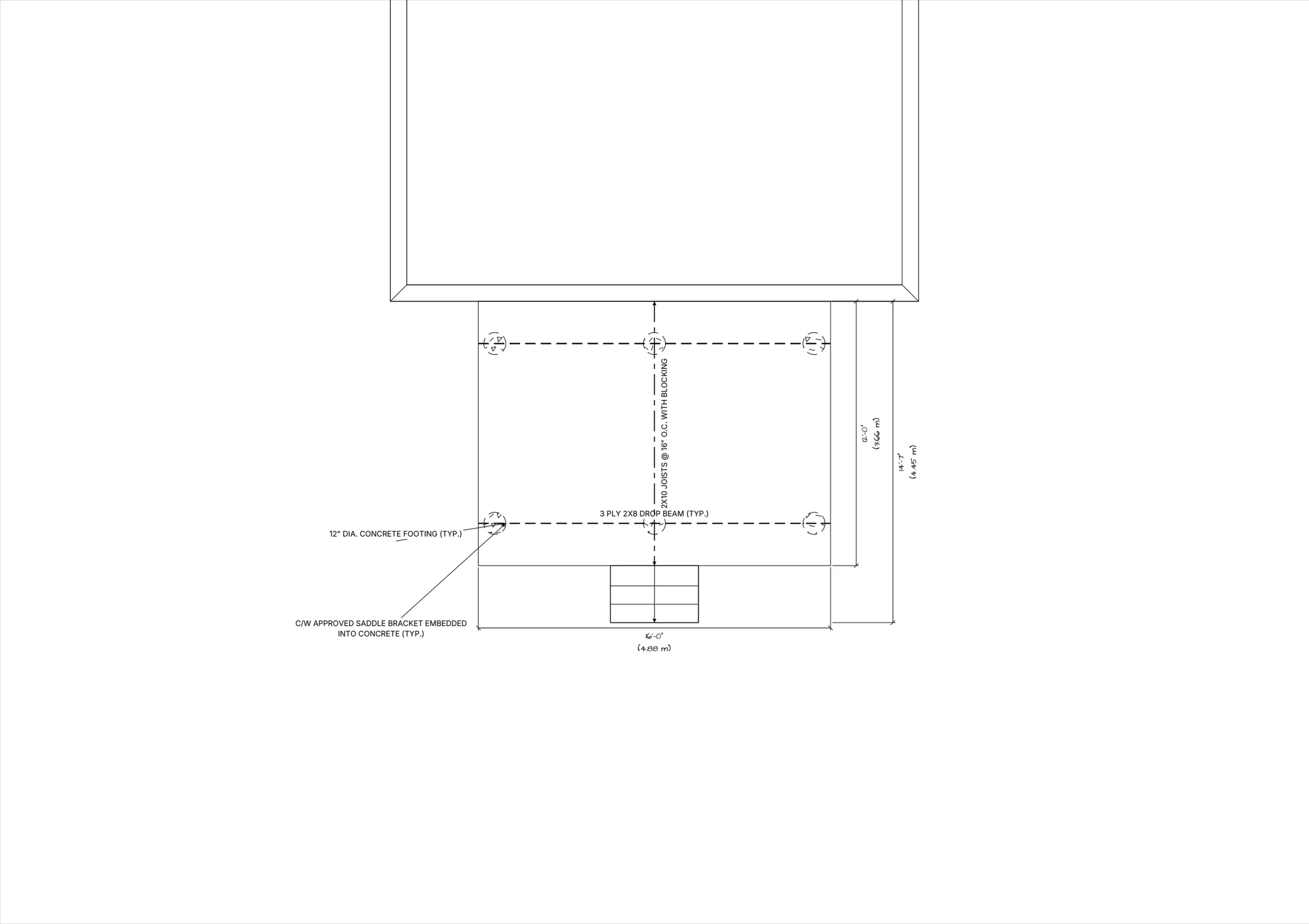 12x16 Medium Ground-Level Deck floor plan preview