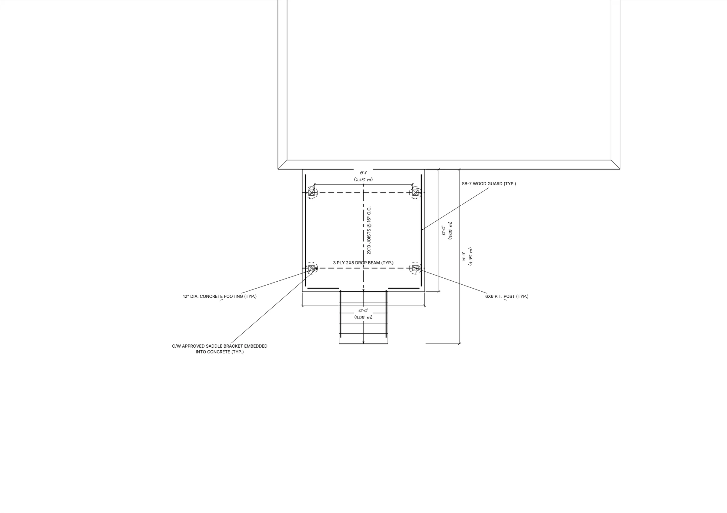 10x10 Budget Raised Deck floor plan preview