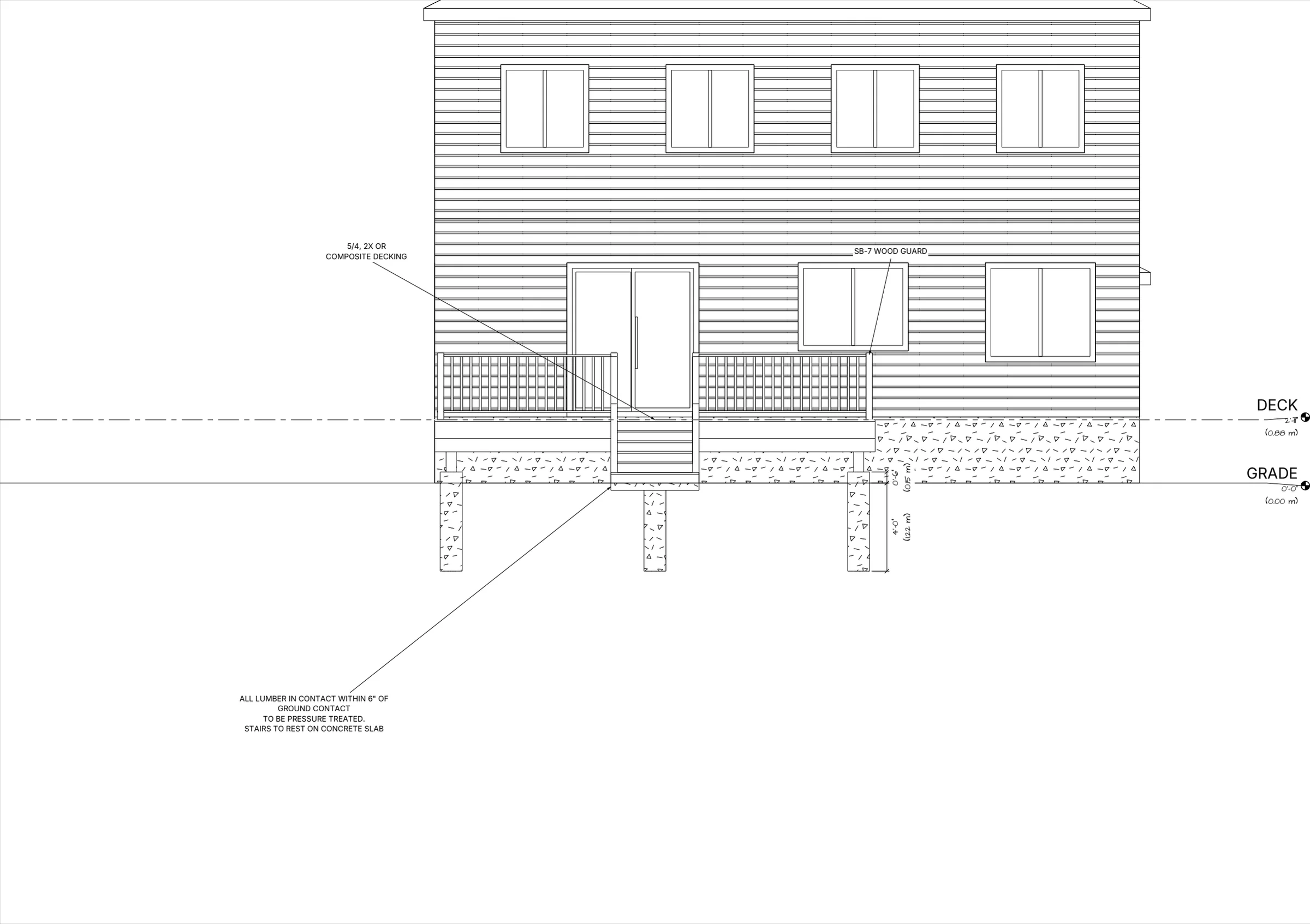 16x20 Spacious Raised Deck elevations preview