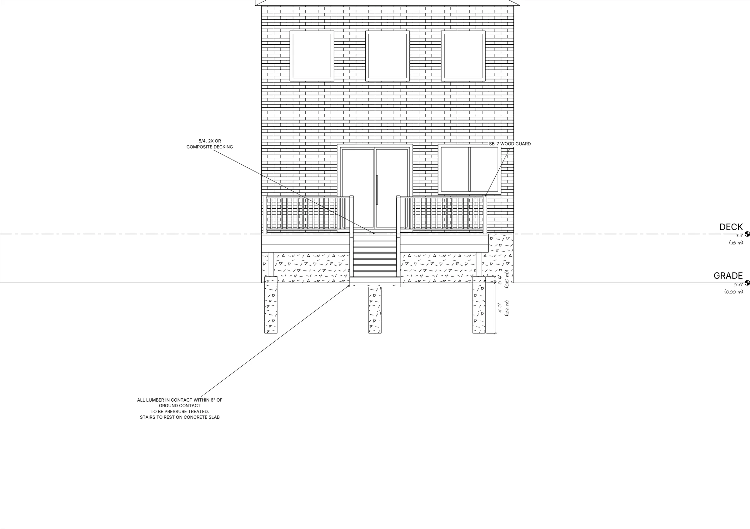 18x16 Spacious Raised Deck elevations preview