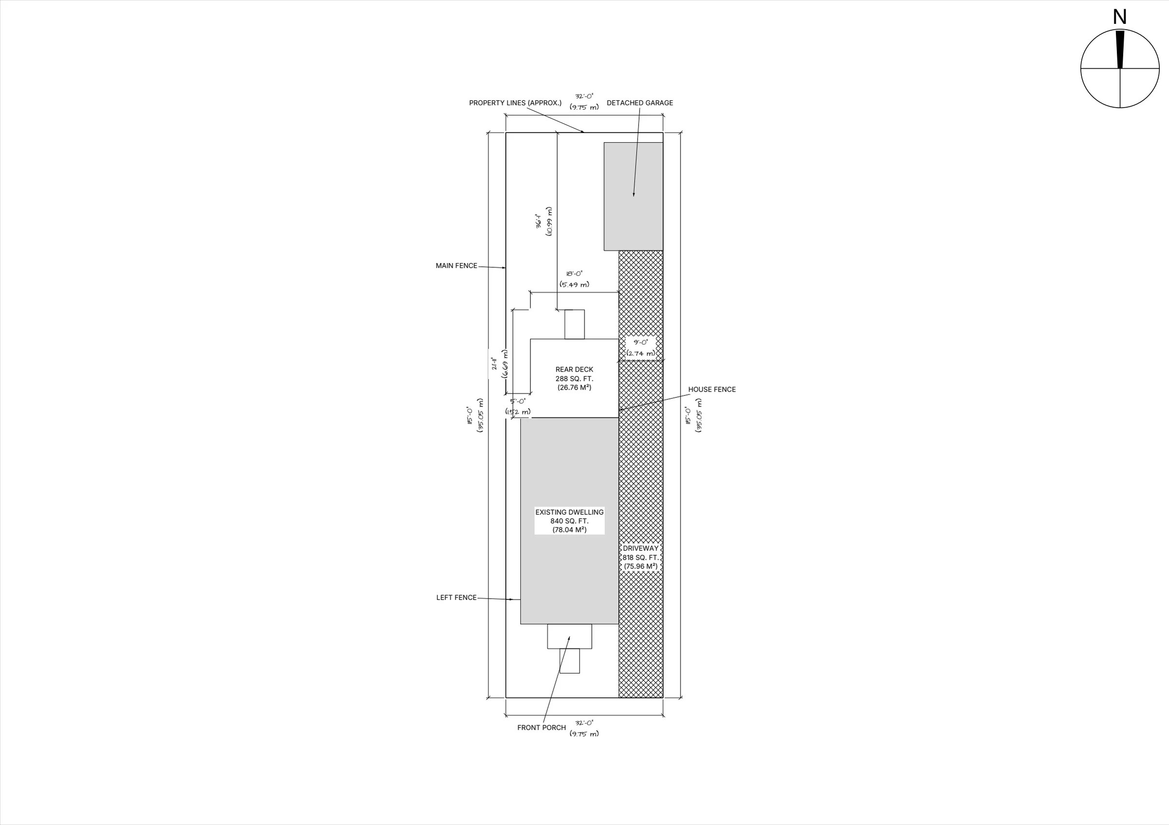 18x16 Spacious Raised Deck site plan preview