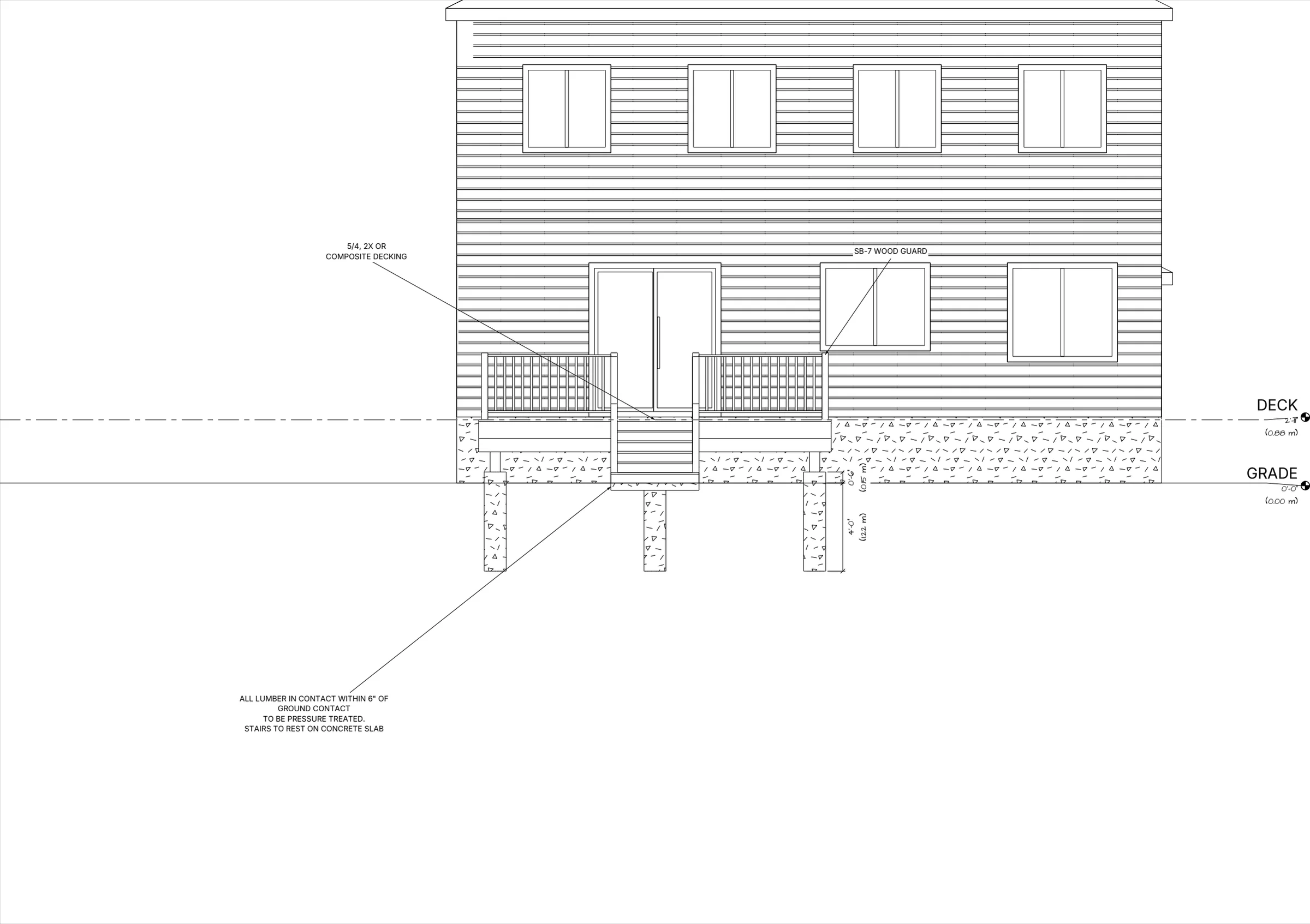 16x16 Spacious Raised Deck elevations preview