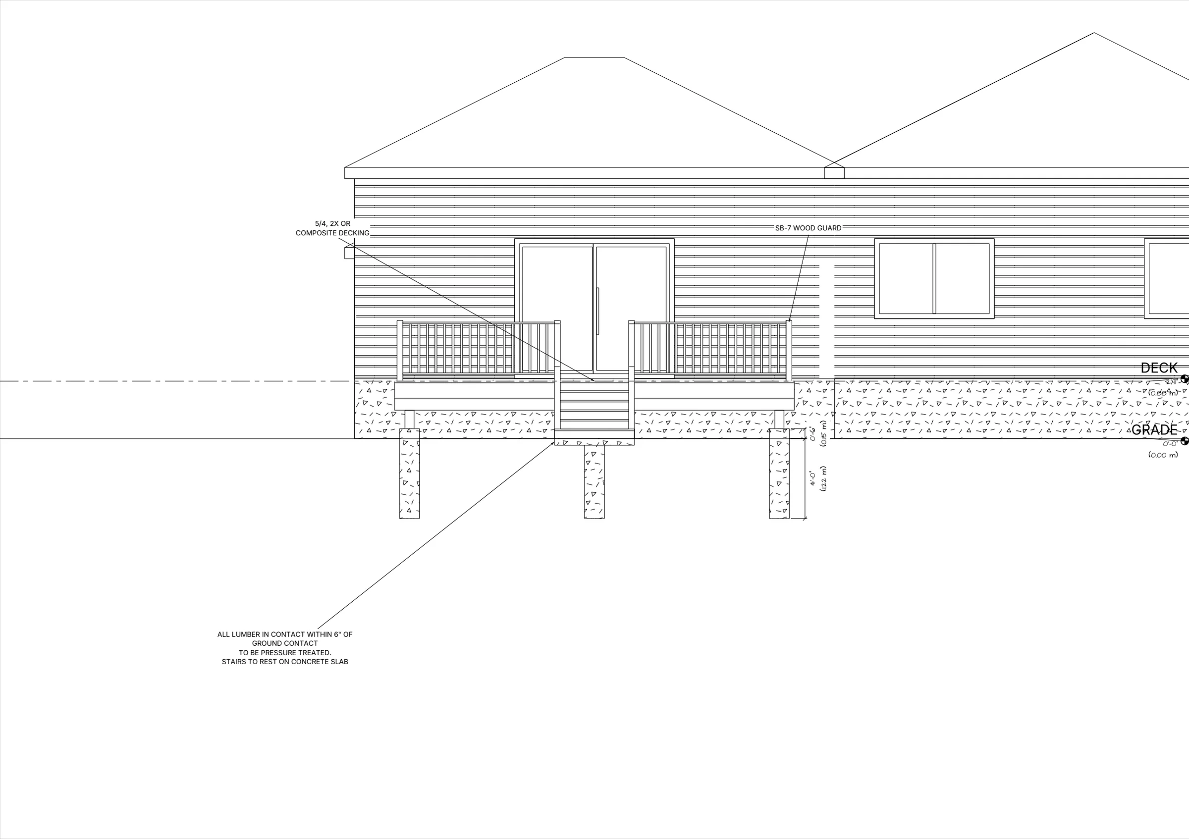20x8 Medium Raised Deck elevations preview