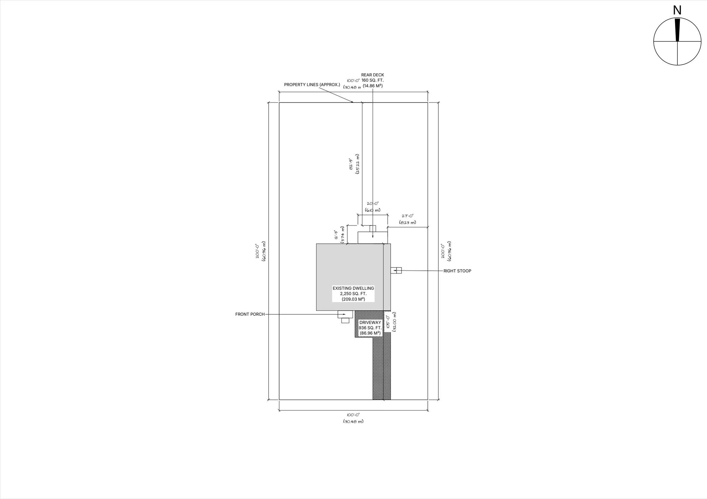 20x8 Medium Raised Deck site plan preview