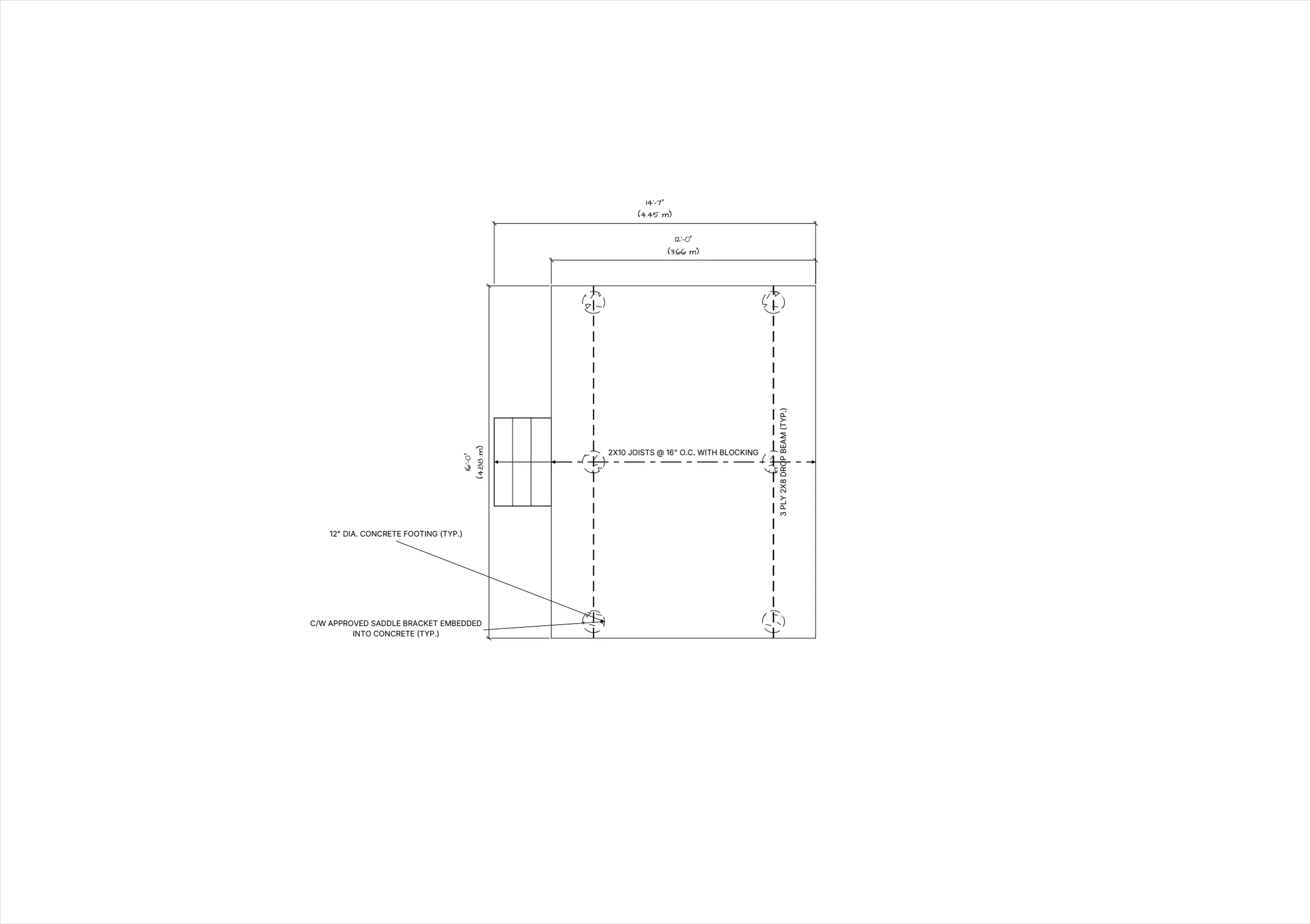 16x12 Medium Ground-Level Deck floor plan preview