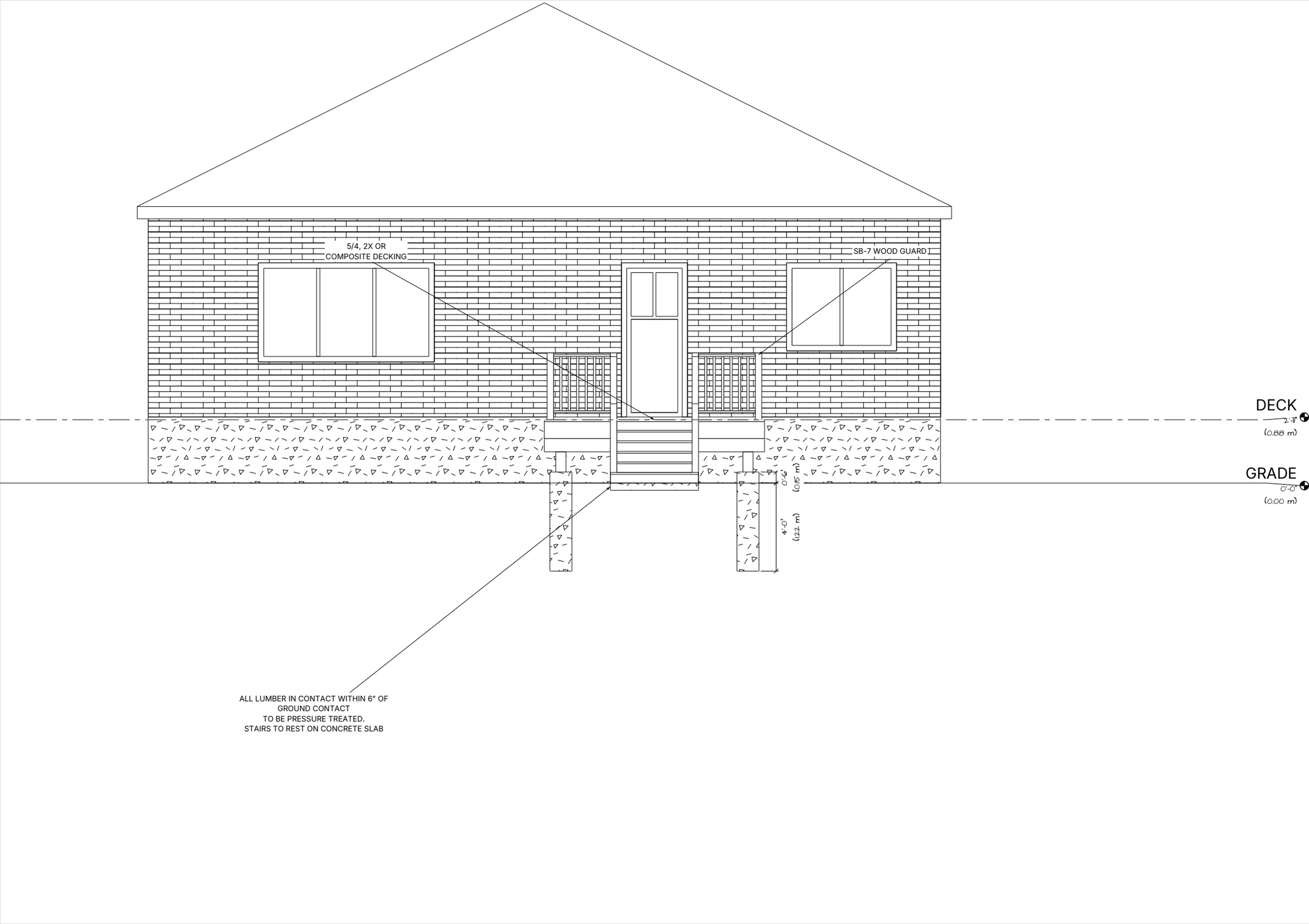 10x8 Budget Raised Deck elevations preview