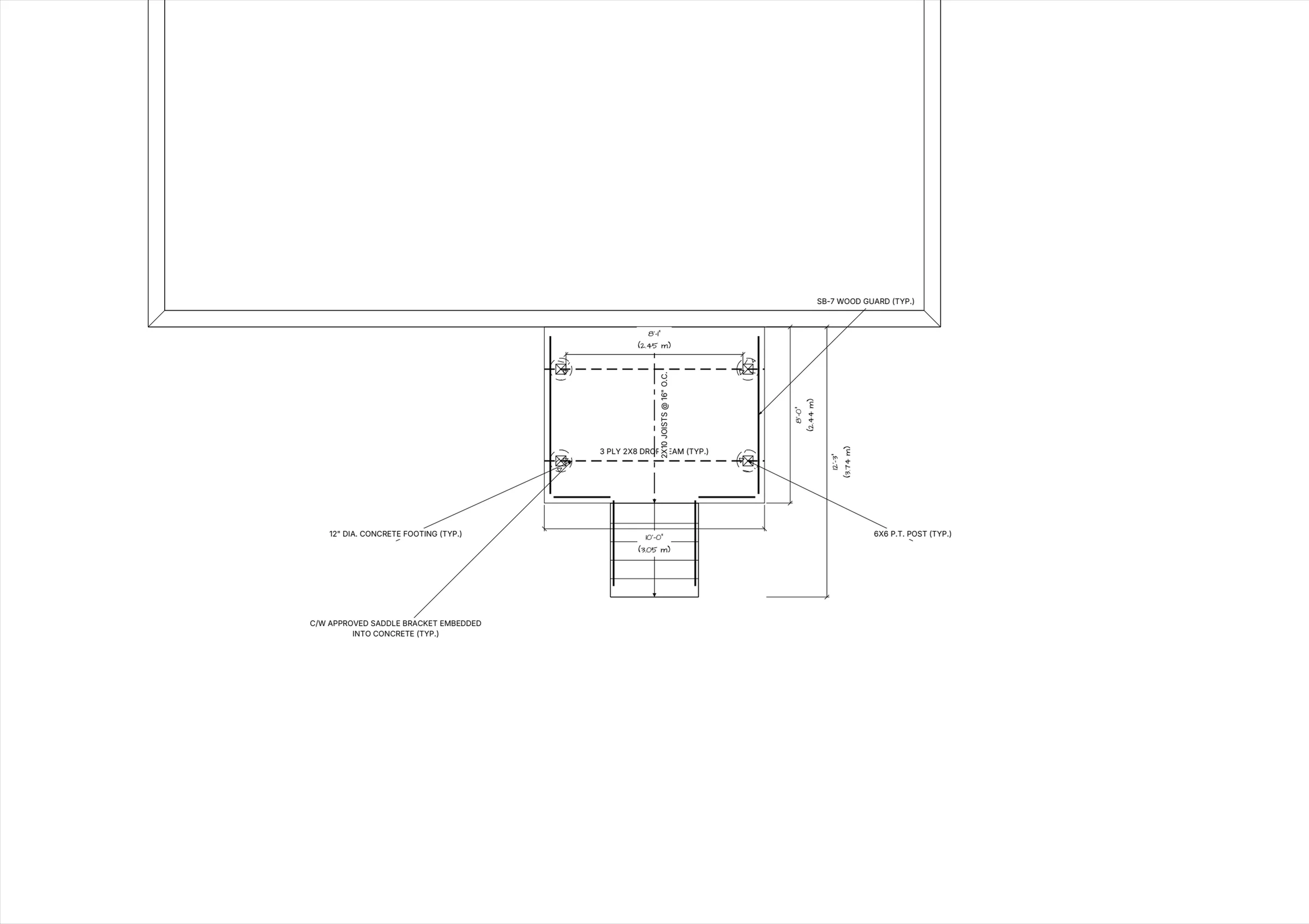 10x8 Budget Raised Deck floor plan preview