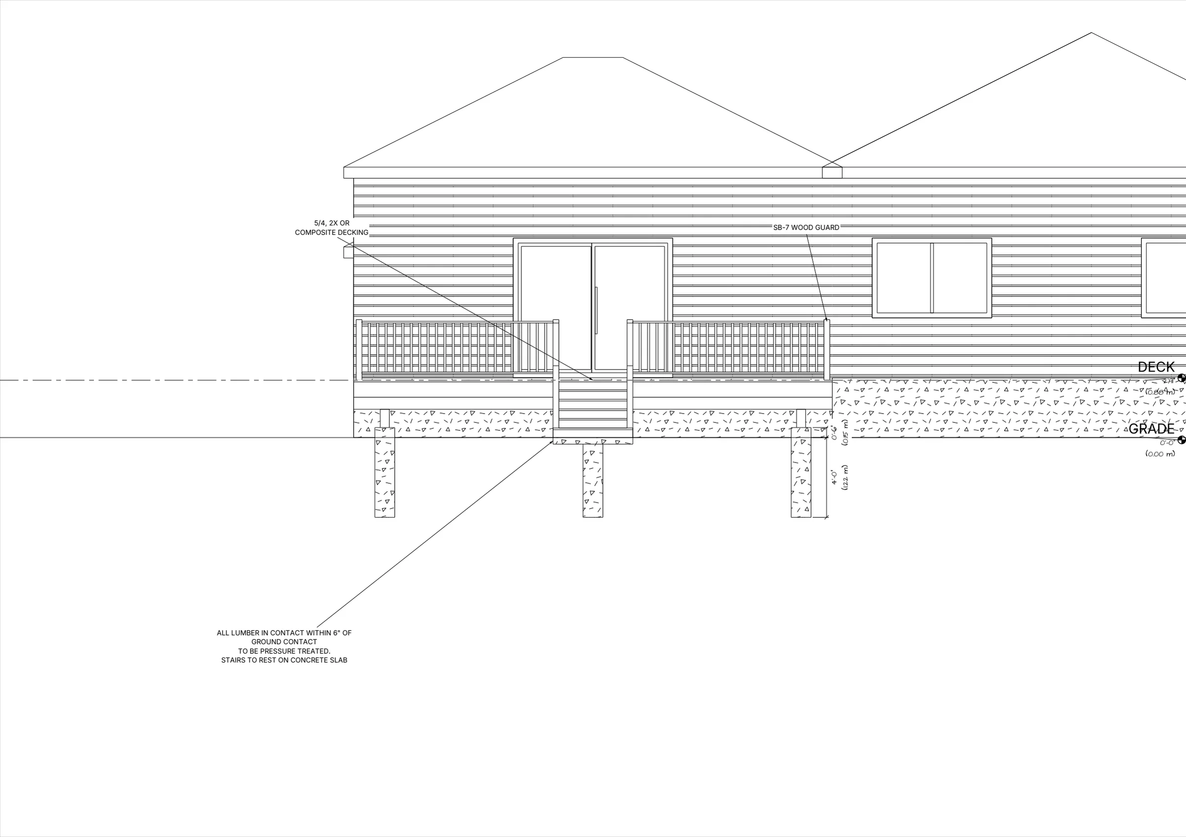 24x16 Spacious Raised Deck elevations preview