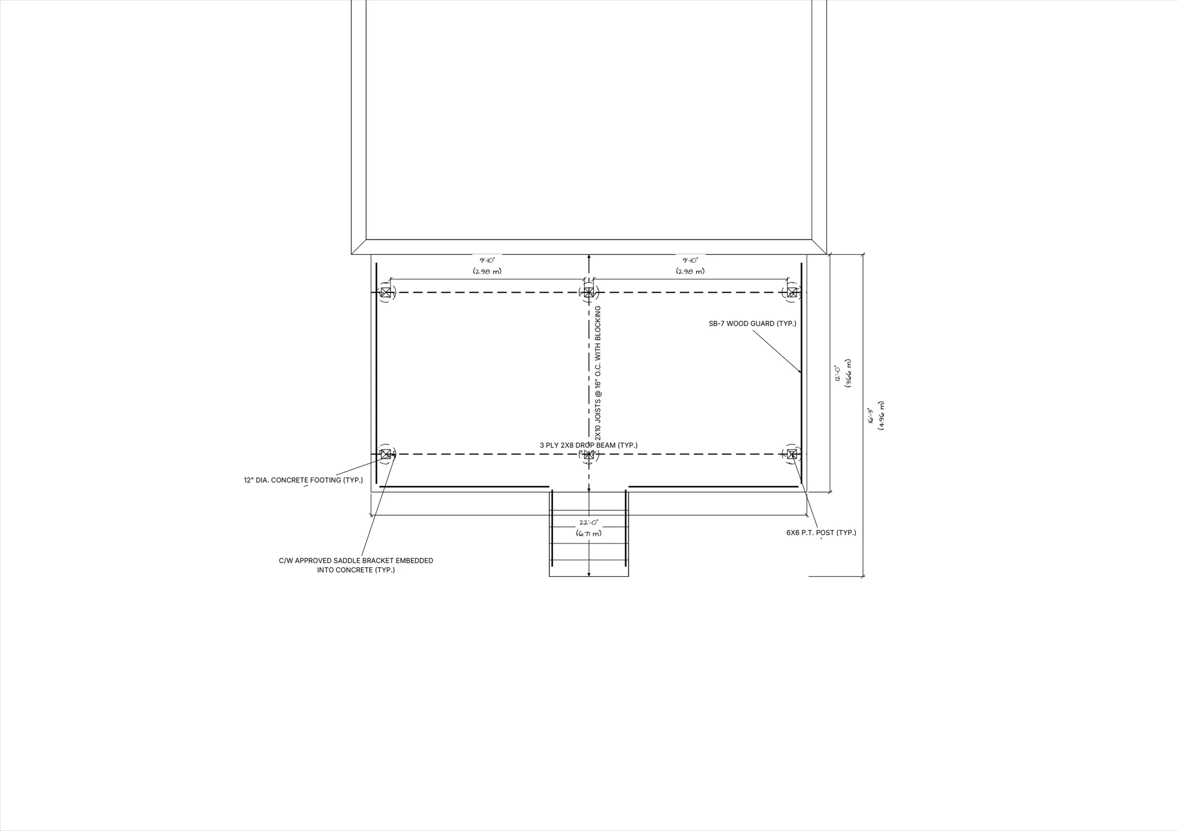 22x12 Spacious Raised Deck floor plan preview