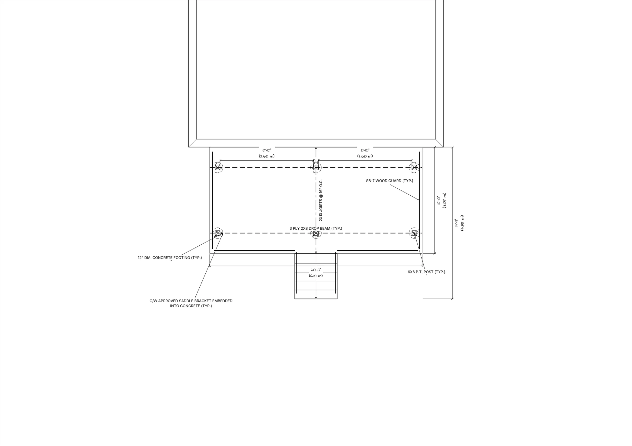 20x10 Medium Raised Deck floor plan preview