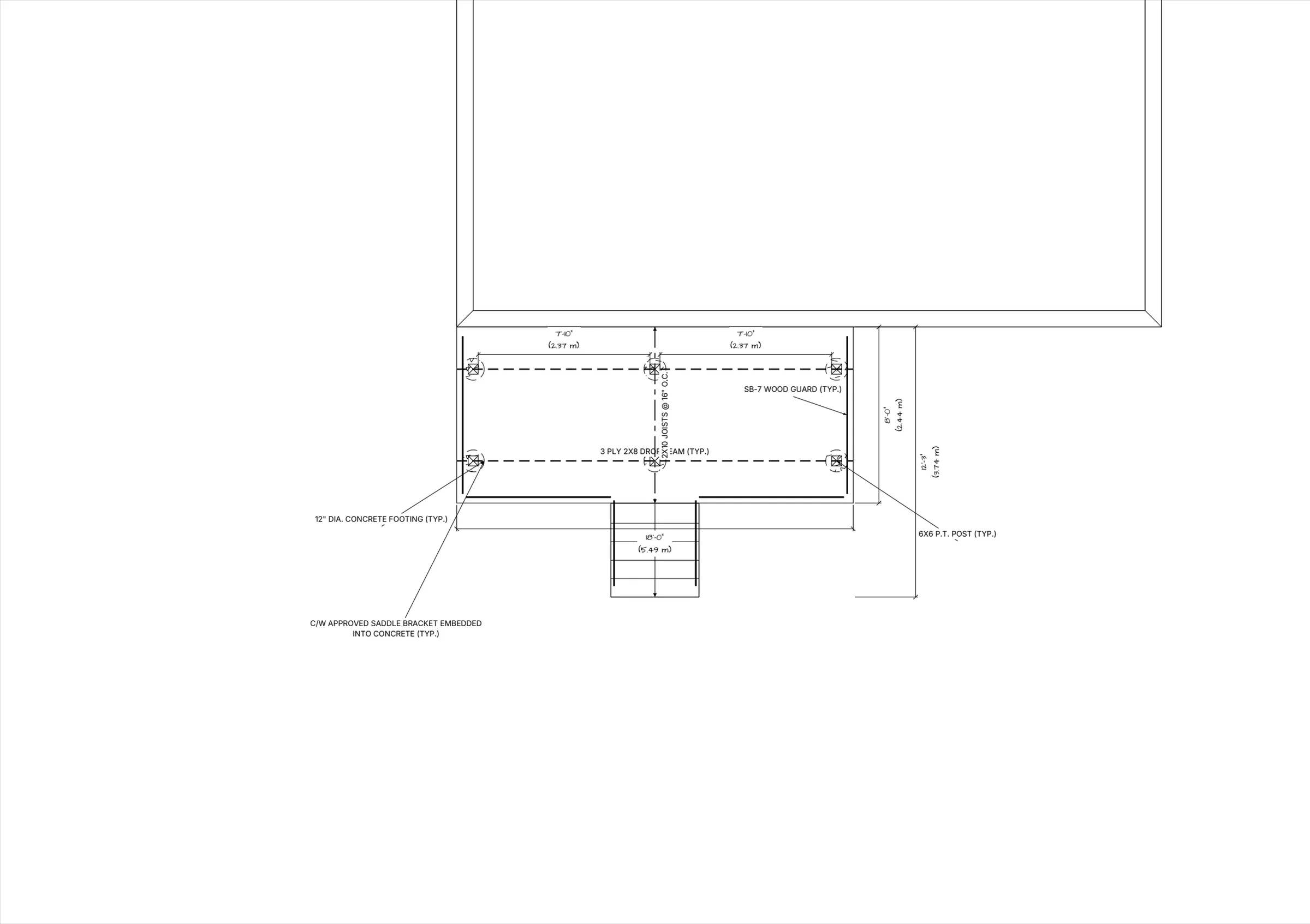 18x8 Medium Raised Deck floor plan preview