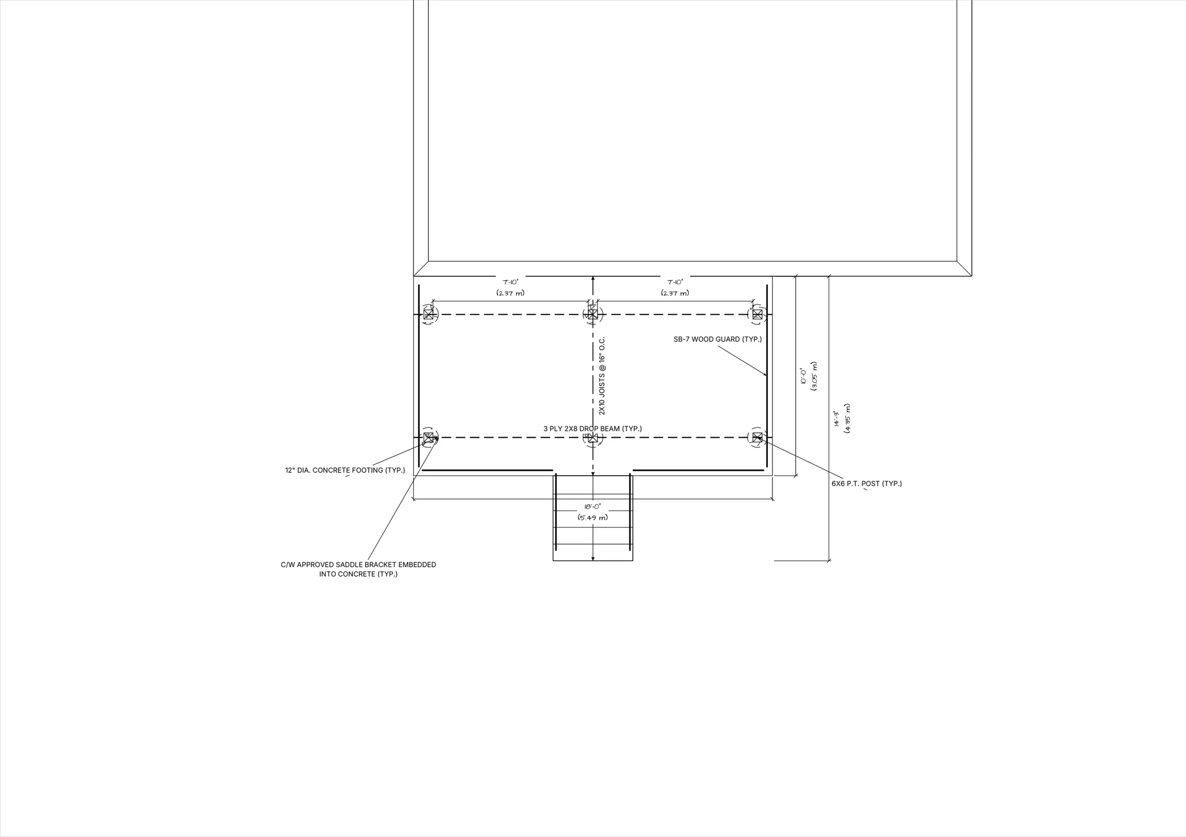 18x10 Medium Raised Deck floor plan preview