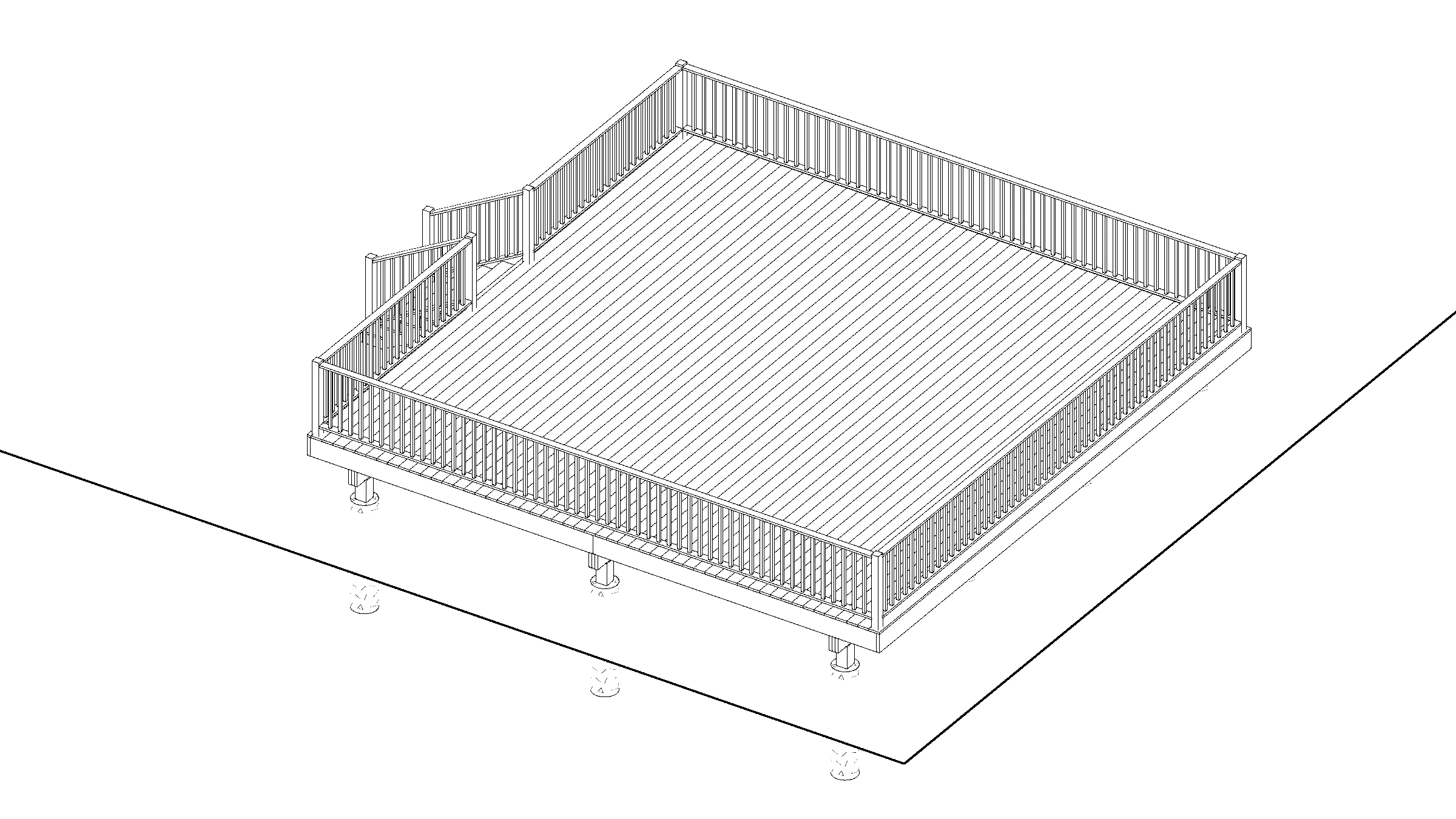 24x24 Spacious Raised Deck deck plan
