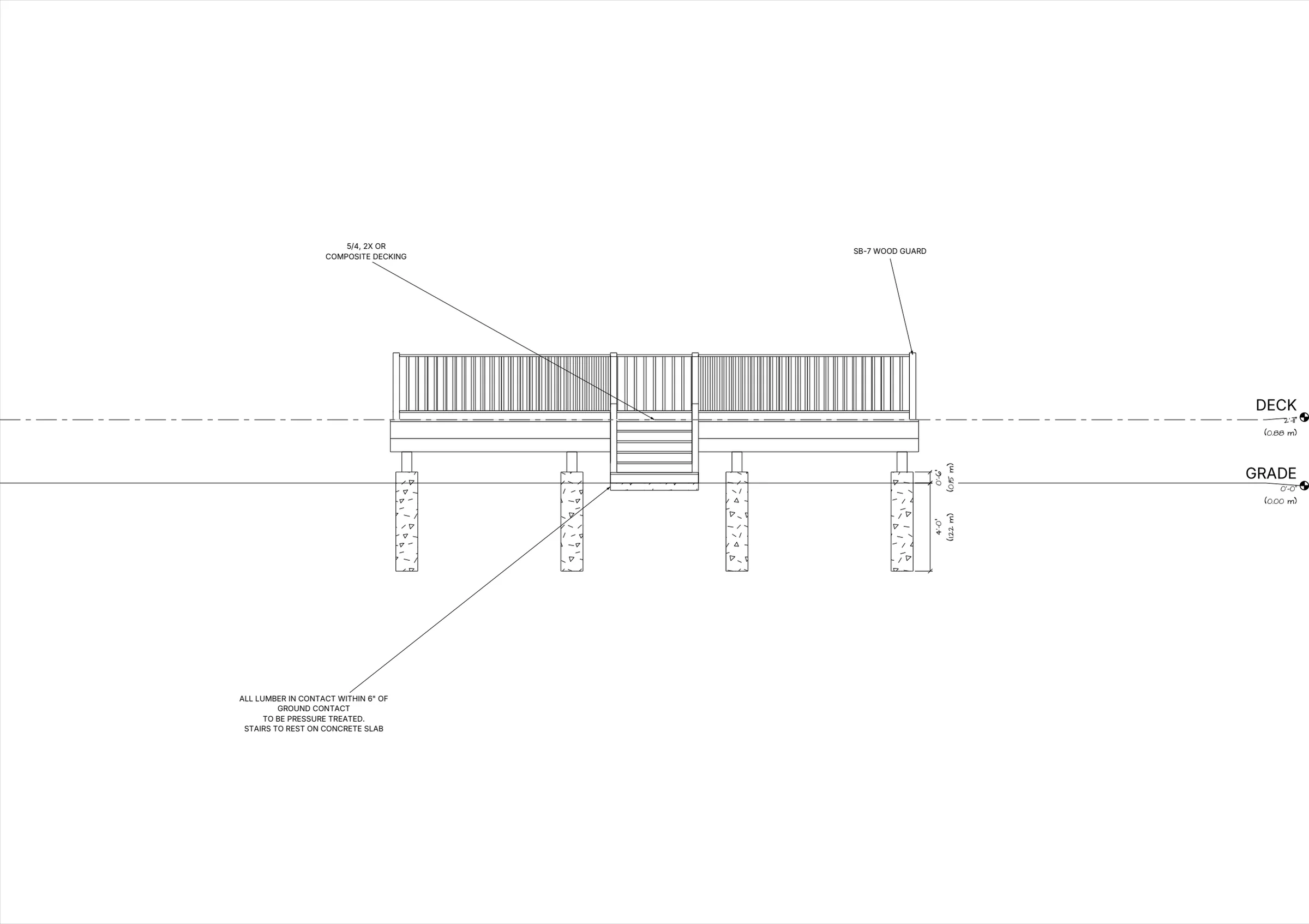 24x24 Spacious Raised Deck elevations preview