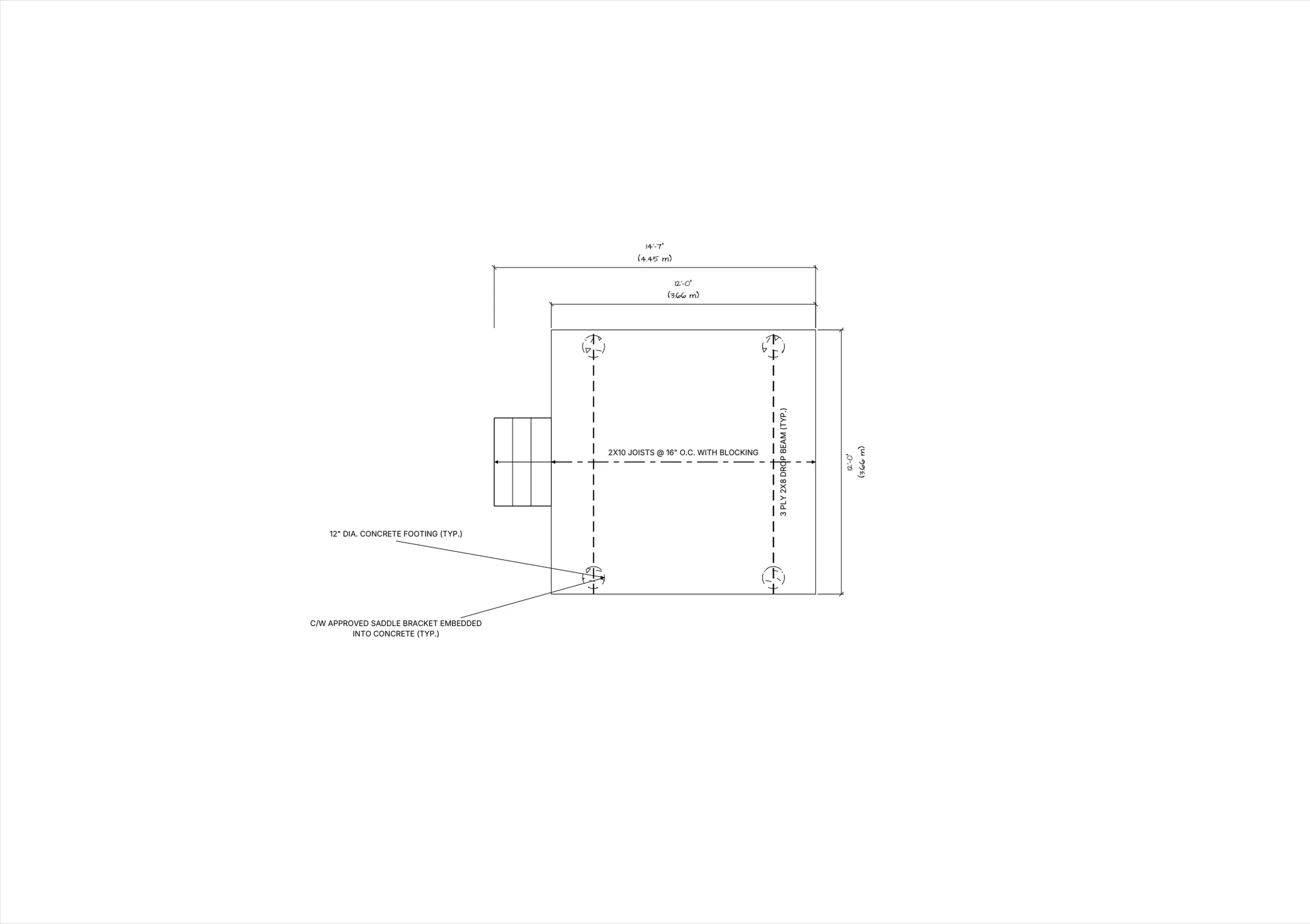 12x12 Medium Ground-Level Deck floor plan preview
