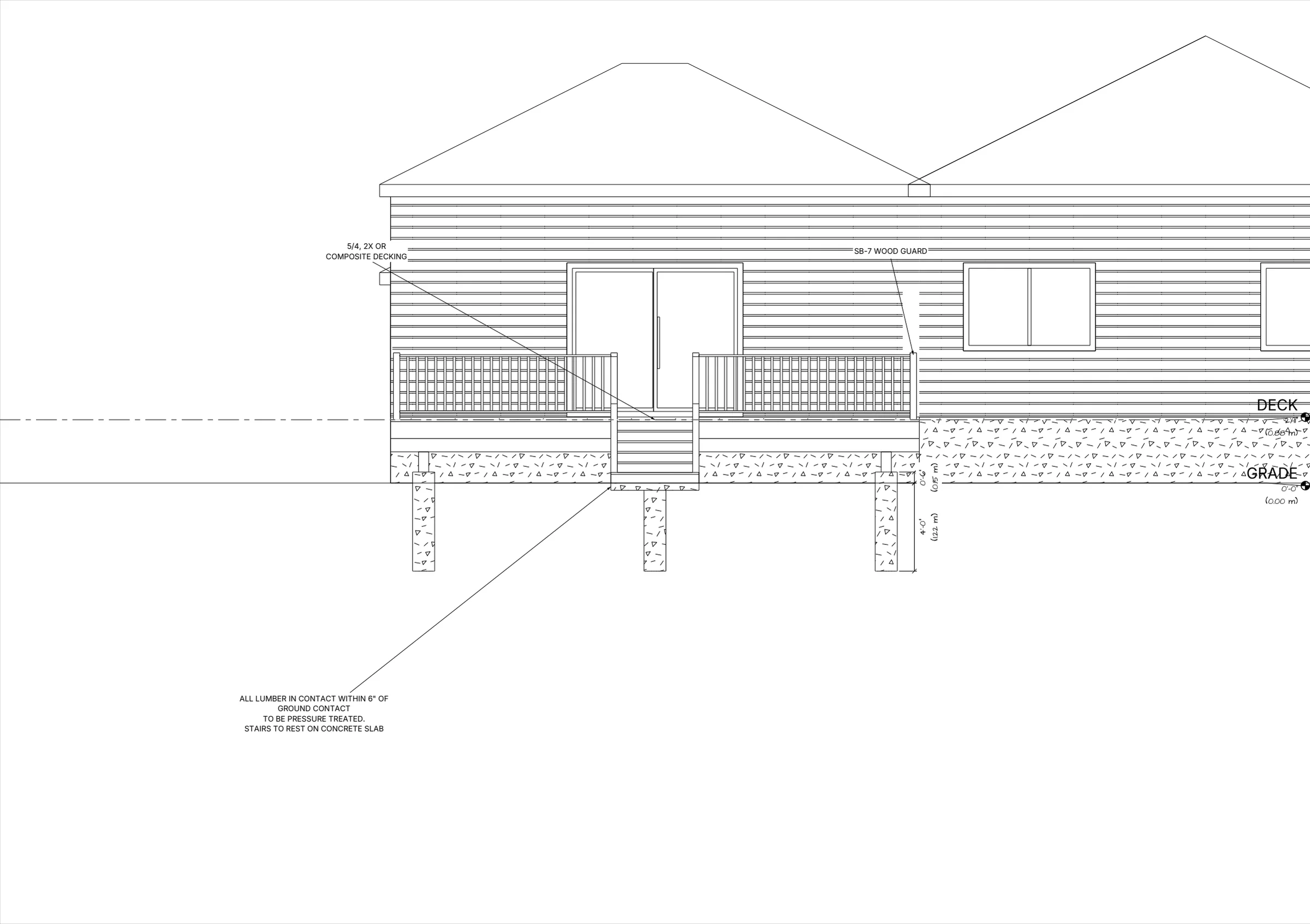24x8 Medium Raised Deck elevations preview