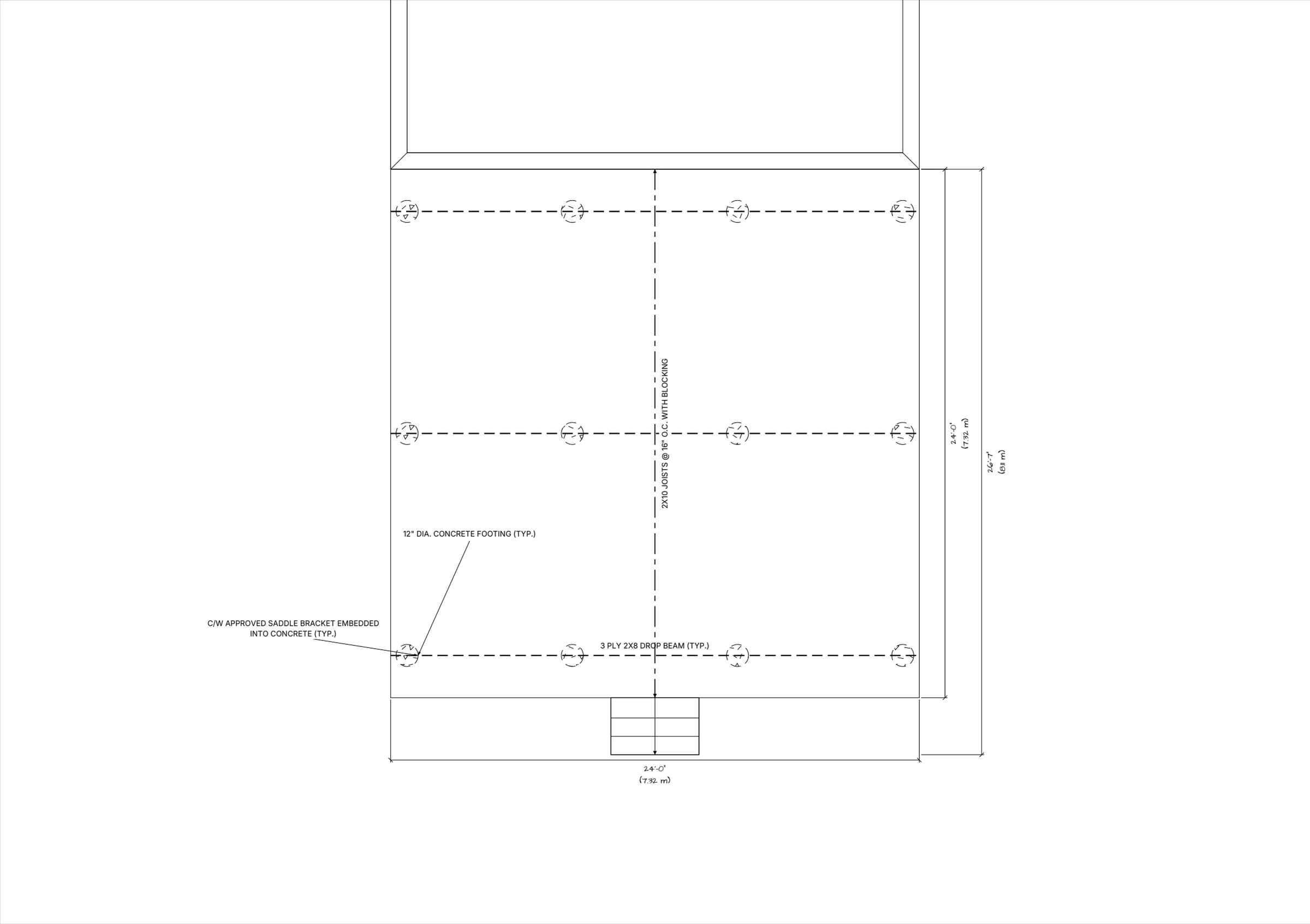 24x24 Spacious Ground-Level Deck floor plan preview