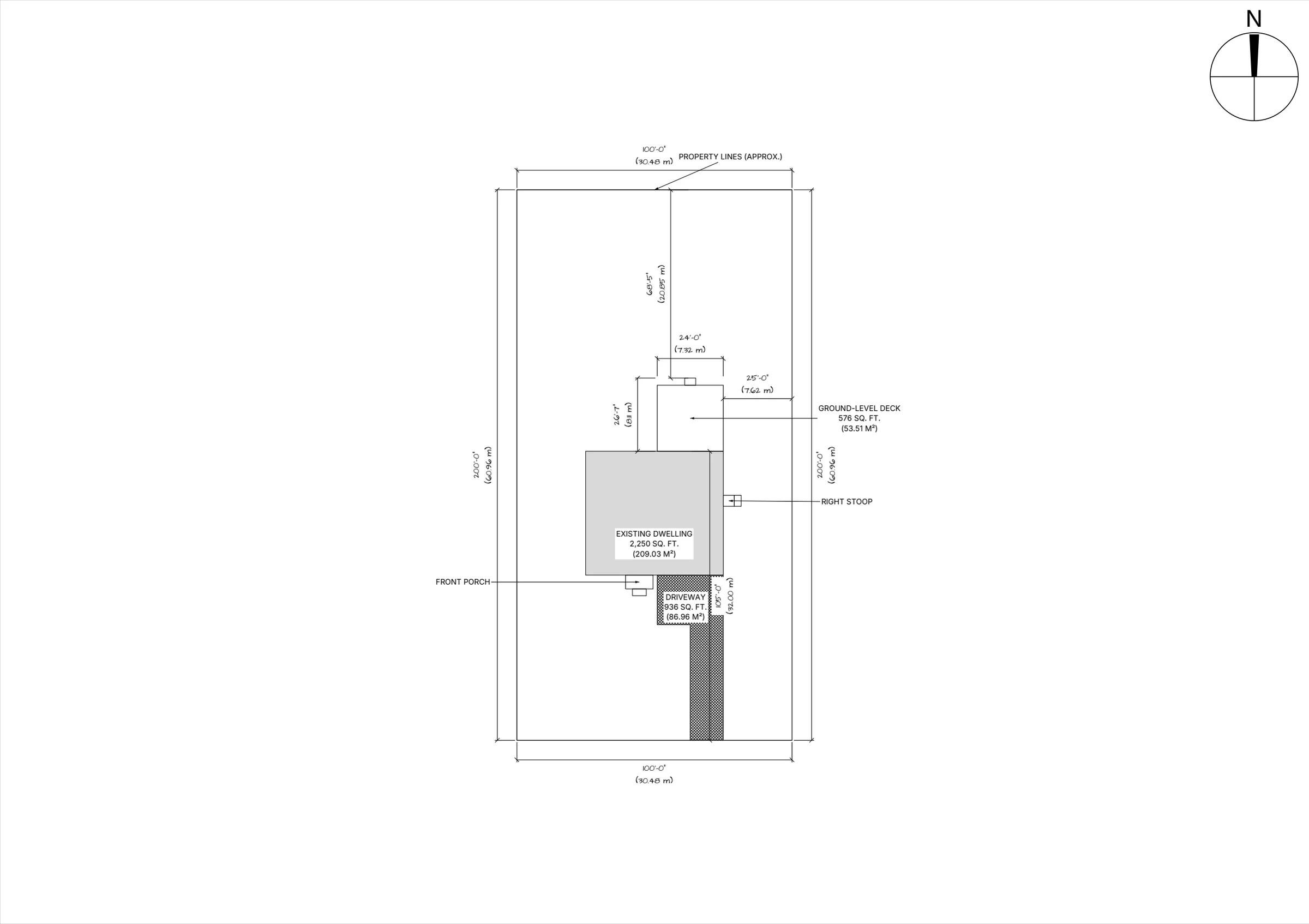 24x24 Spacious Ground-Level Deck site plan preview