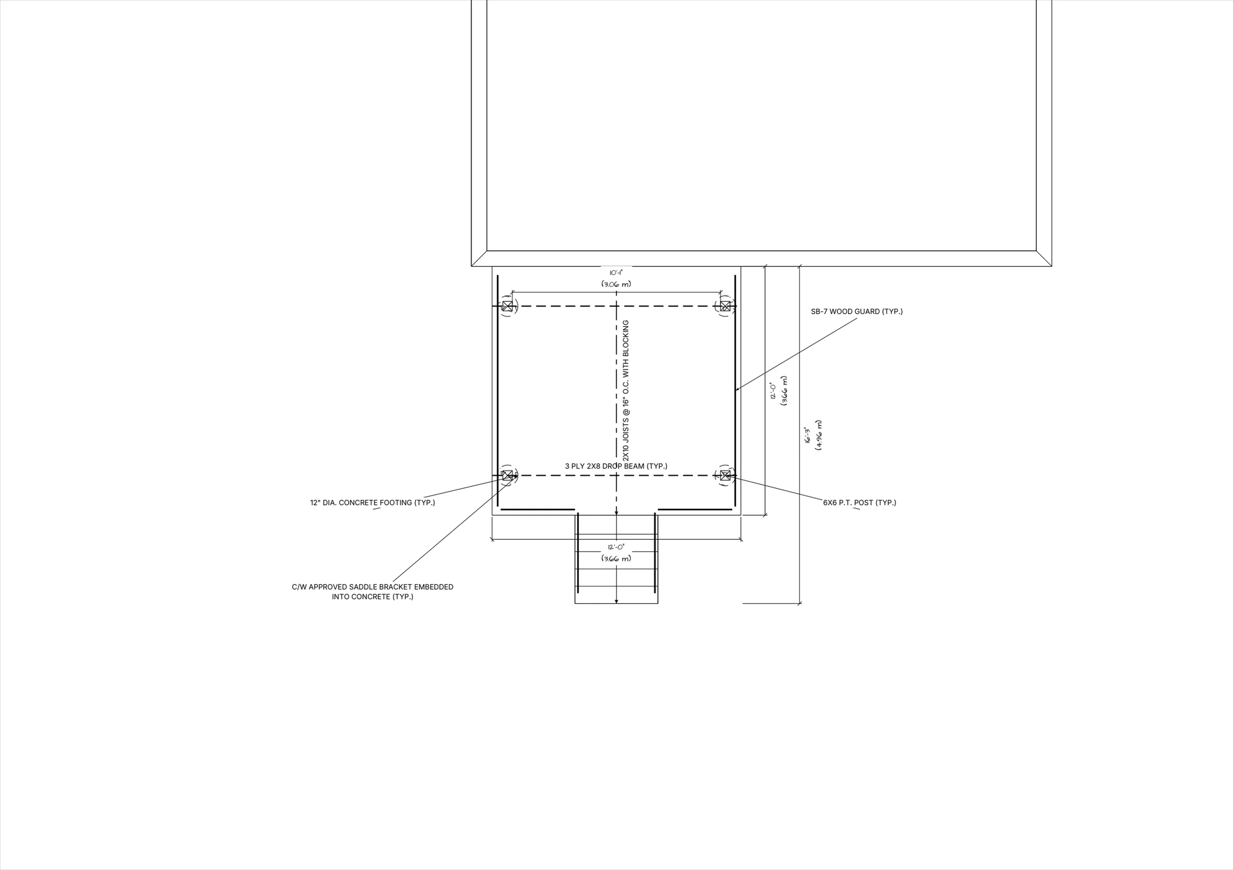12x12 Medium Raised Deck floor plan preview