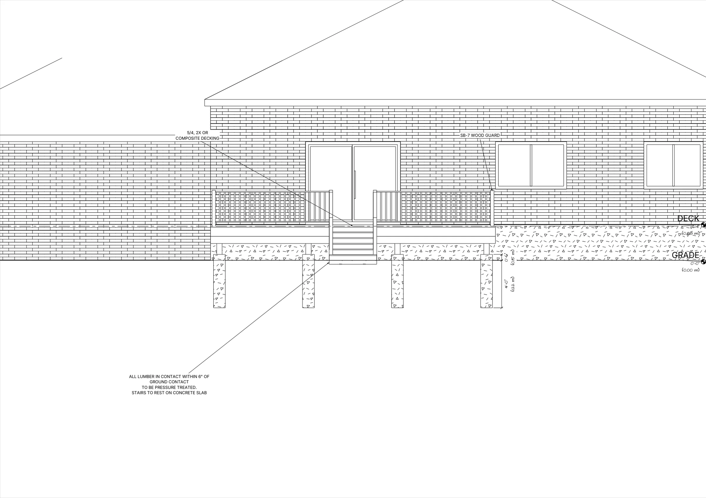 22x24 Spacious Raised Deck elevations preview