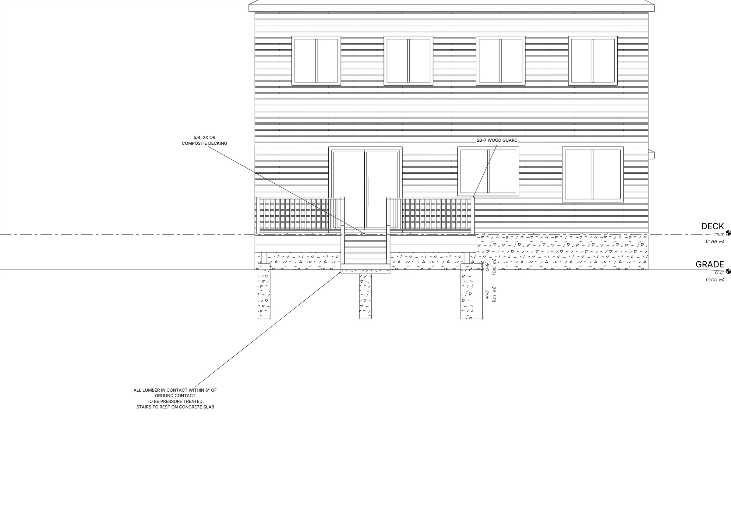 16x18 Spacious Raised Deck elevations preview