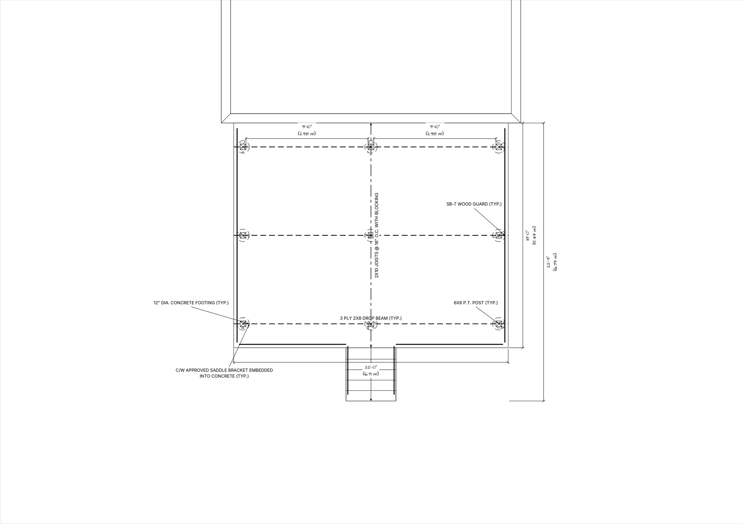 22x18 Spacious Raised Deck floor plan preview