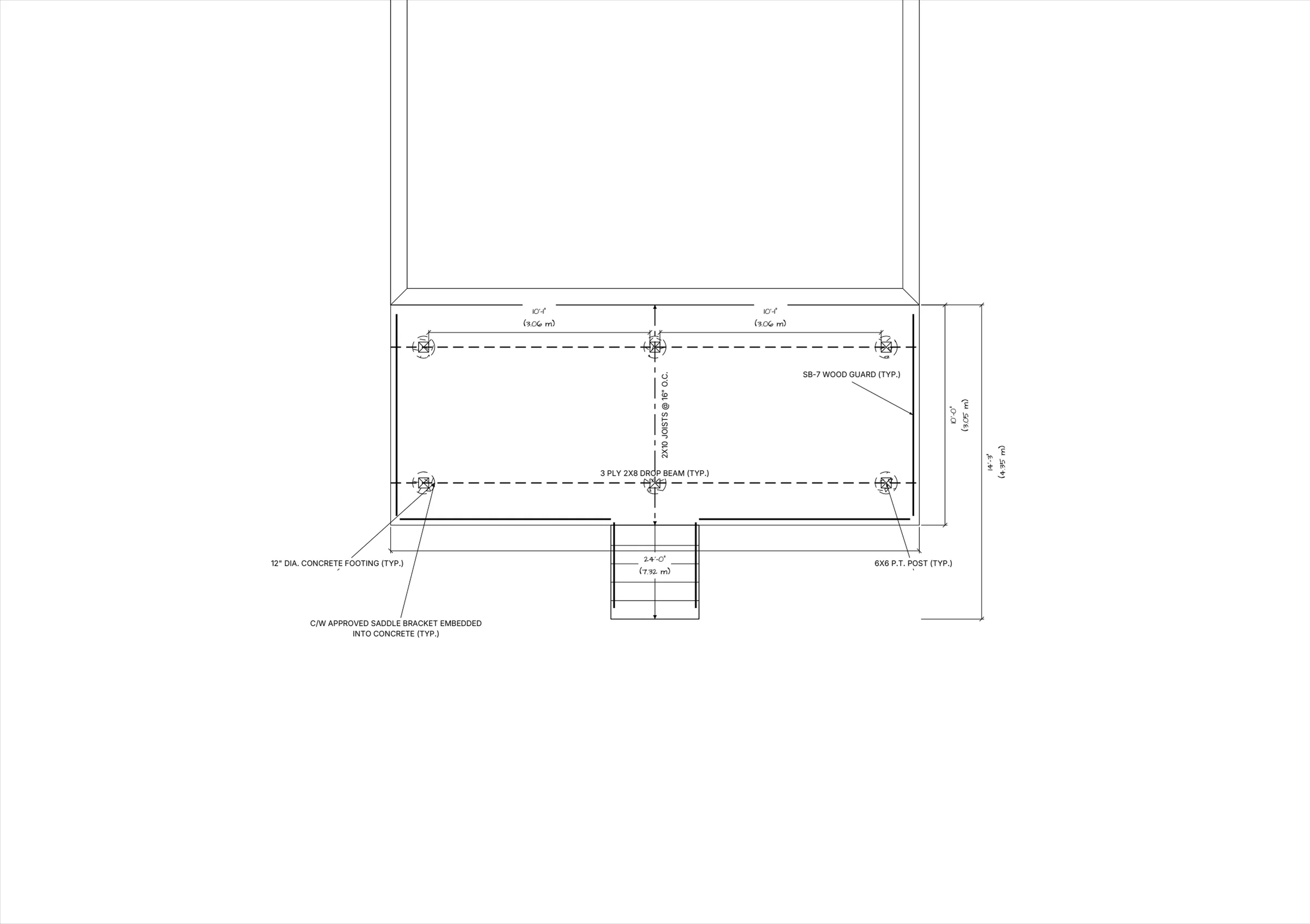 24x10 Spacious Raised Deck floor plan preview