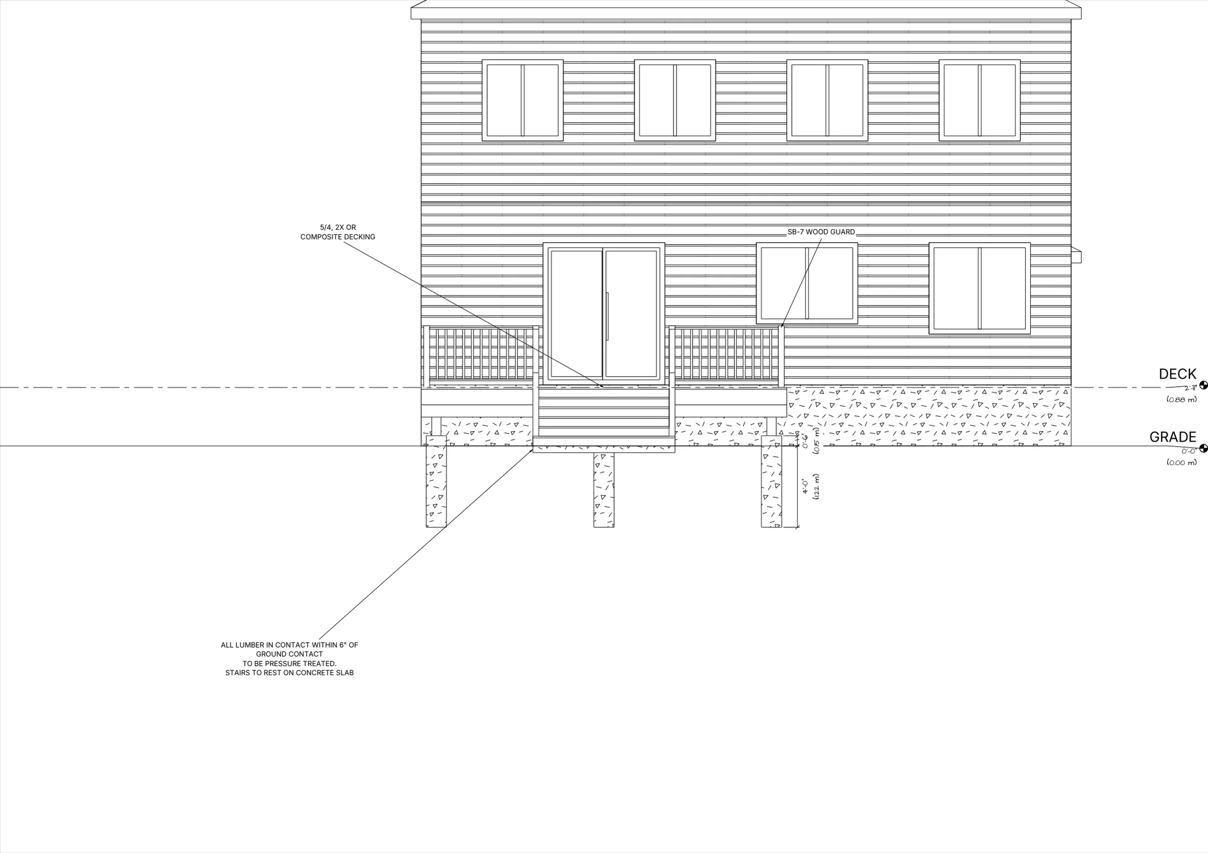 18x16 Spacious Raised Deck elevations preview