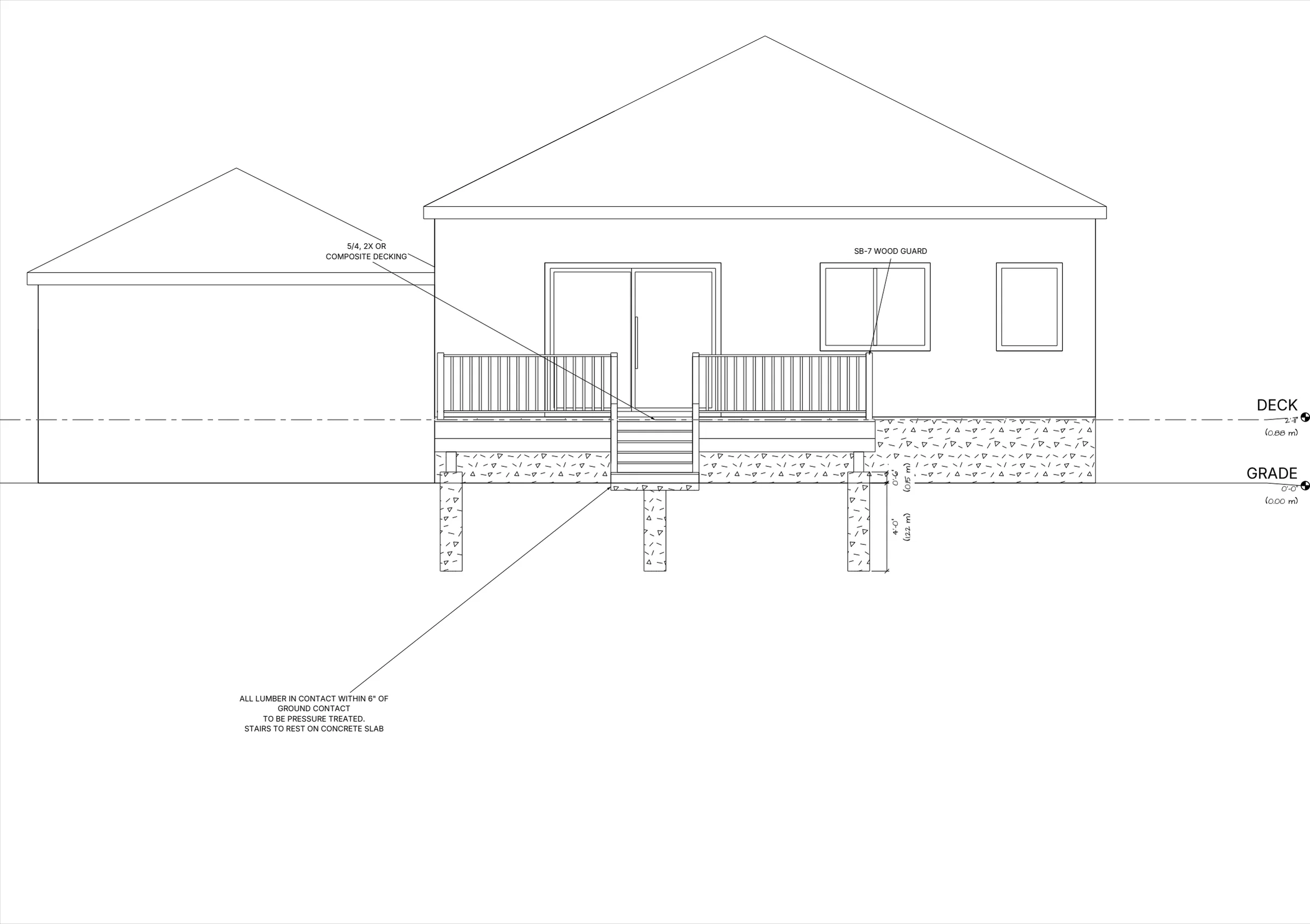 20x14 Spacious Raised Deck elevations