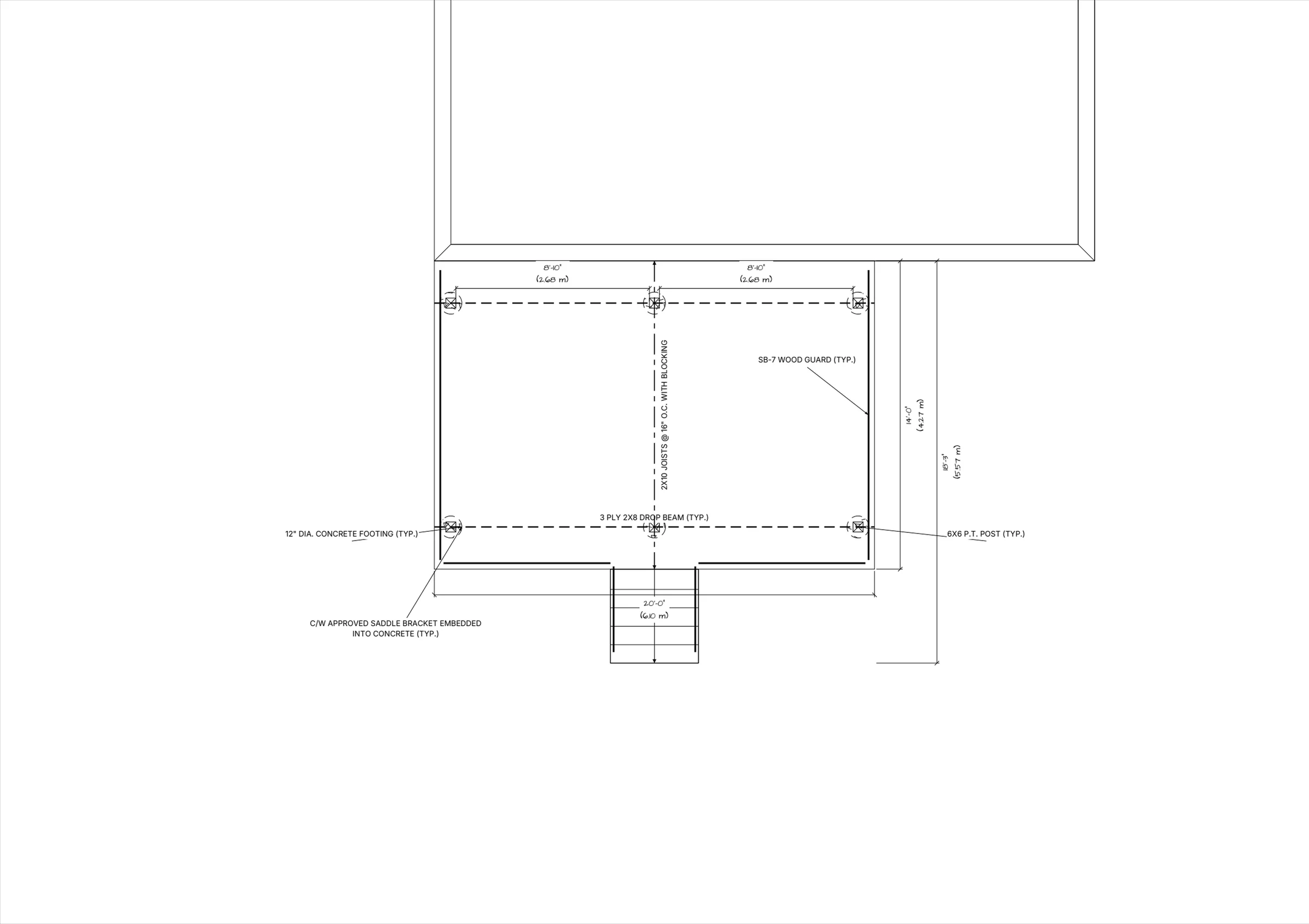 20x14 Spacious Raised Deck floor plan