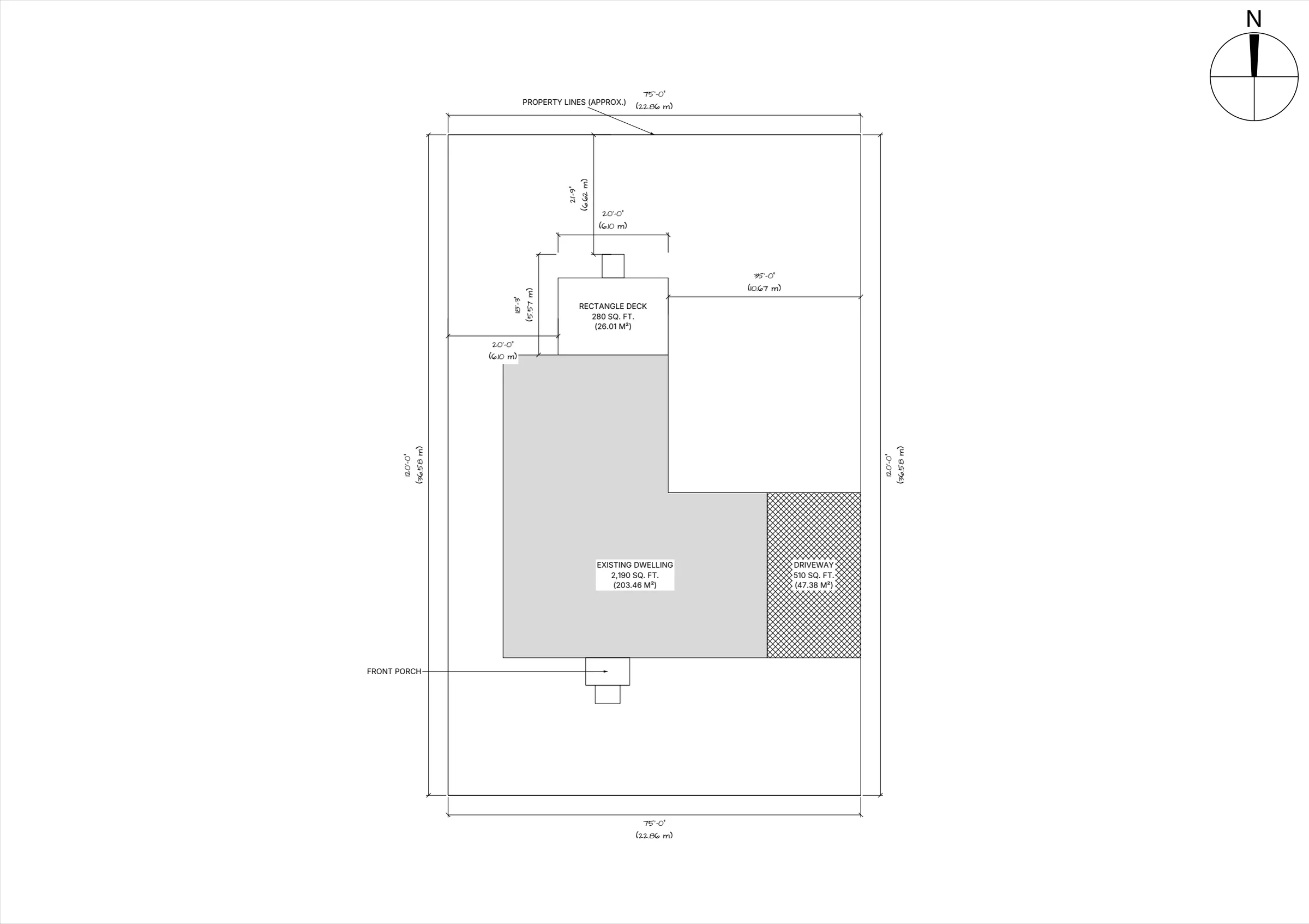 20x14 Spacious Raised Deck site plan